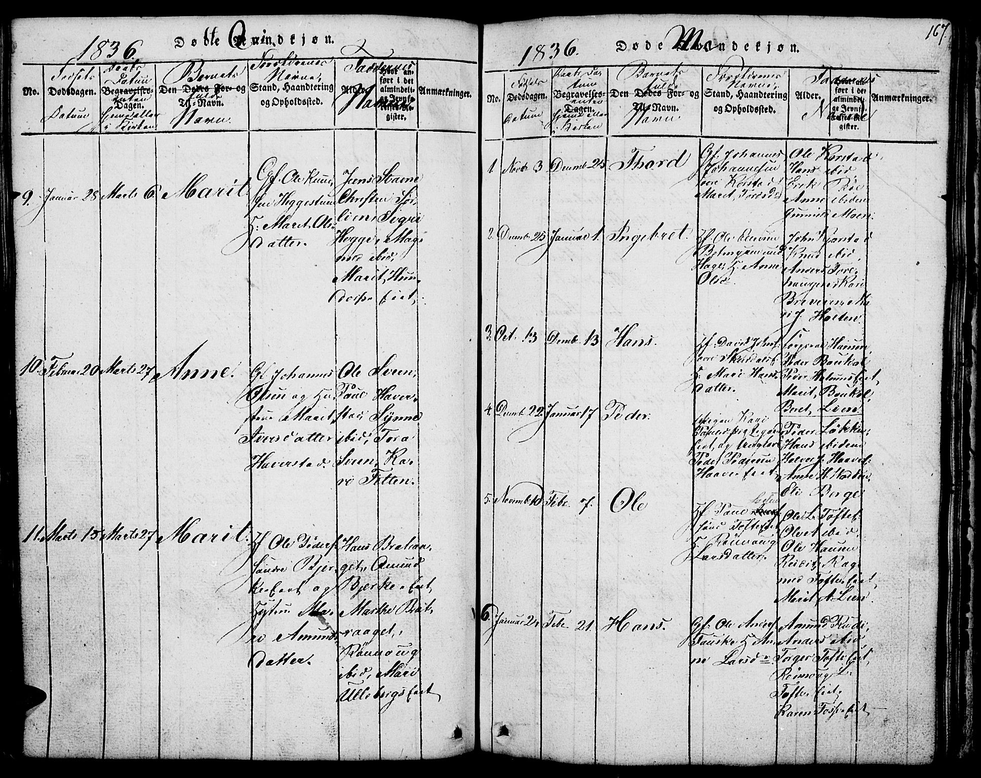 Fron prestekontor, SAH/PREST-078/H/Ha/Hab/L0001: Parish register (copy) no. 1, 1816-1843, p. 167