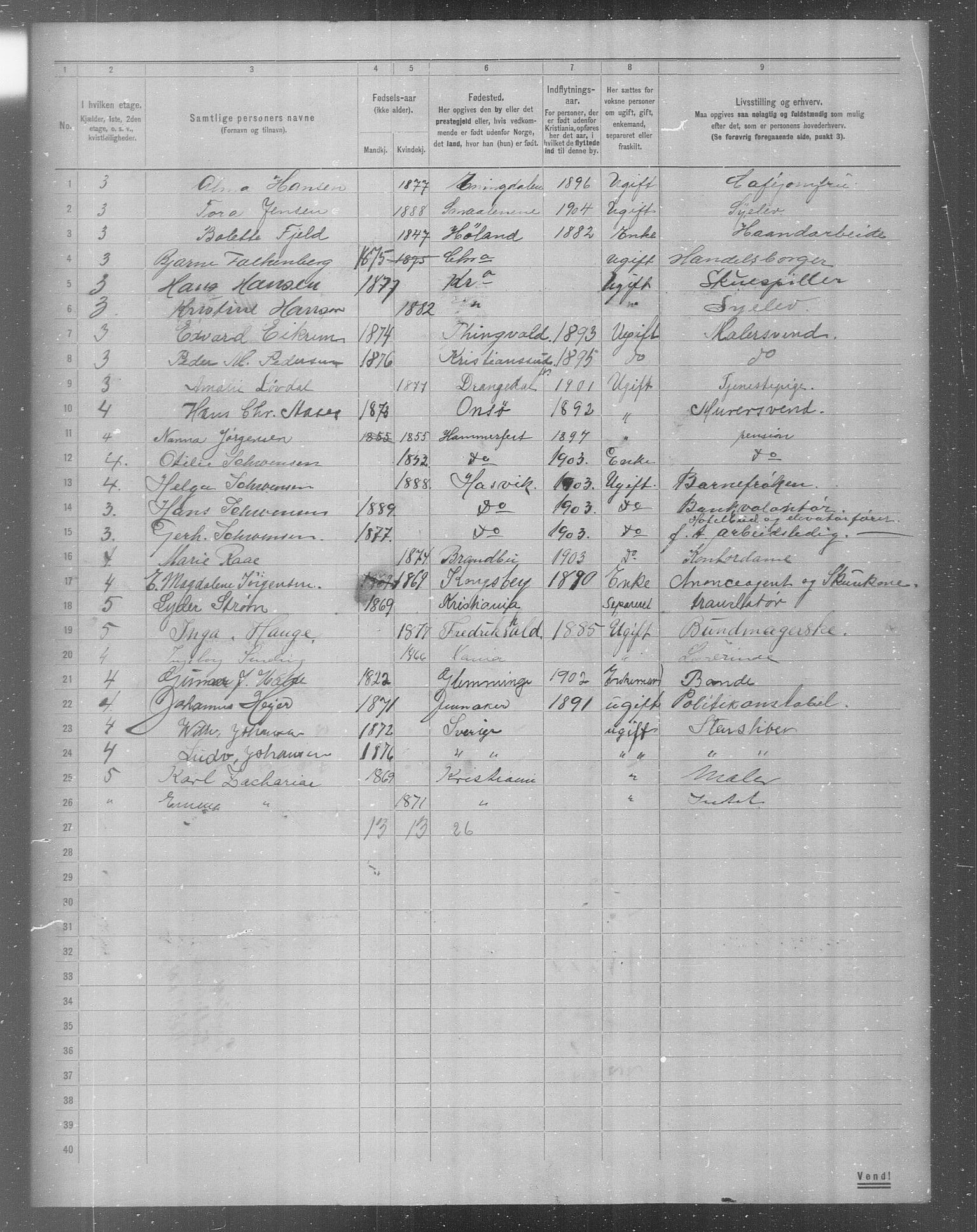 OBA, Municipal Census 1904 for Kristiania, 1904, p. 20359