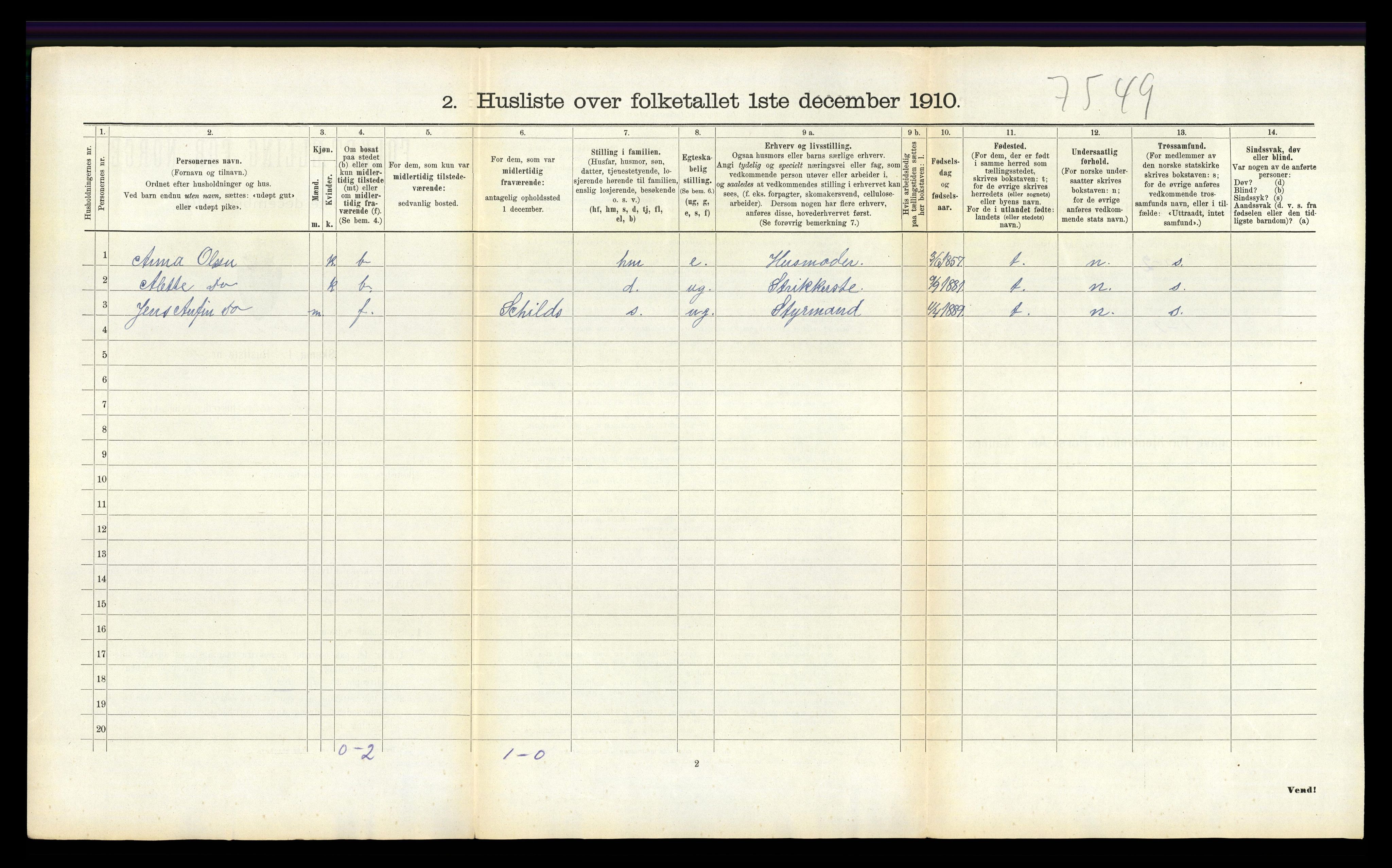 RA, 1910 census for Dypvåg, 1910, p. 819