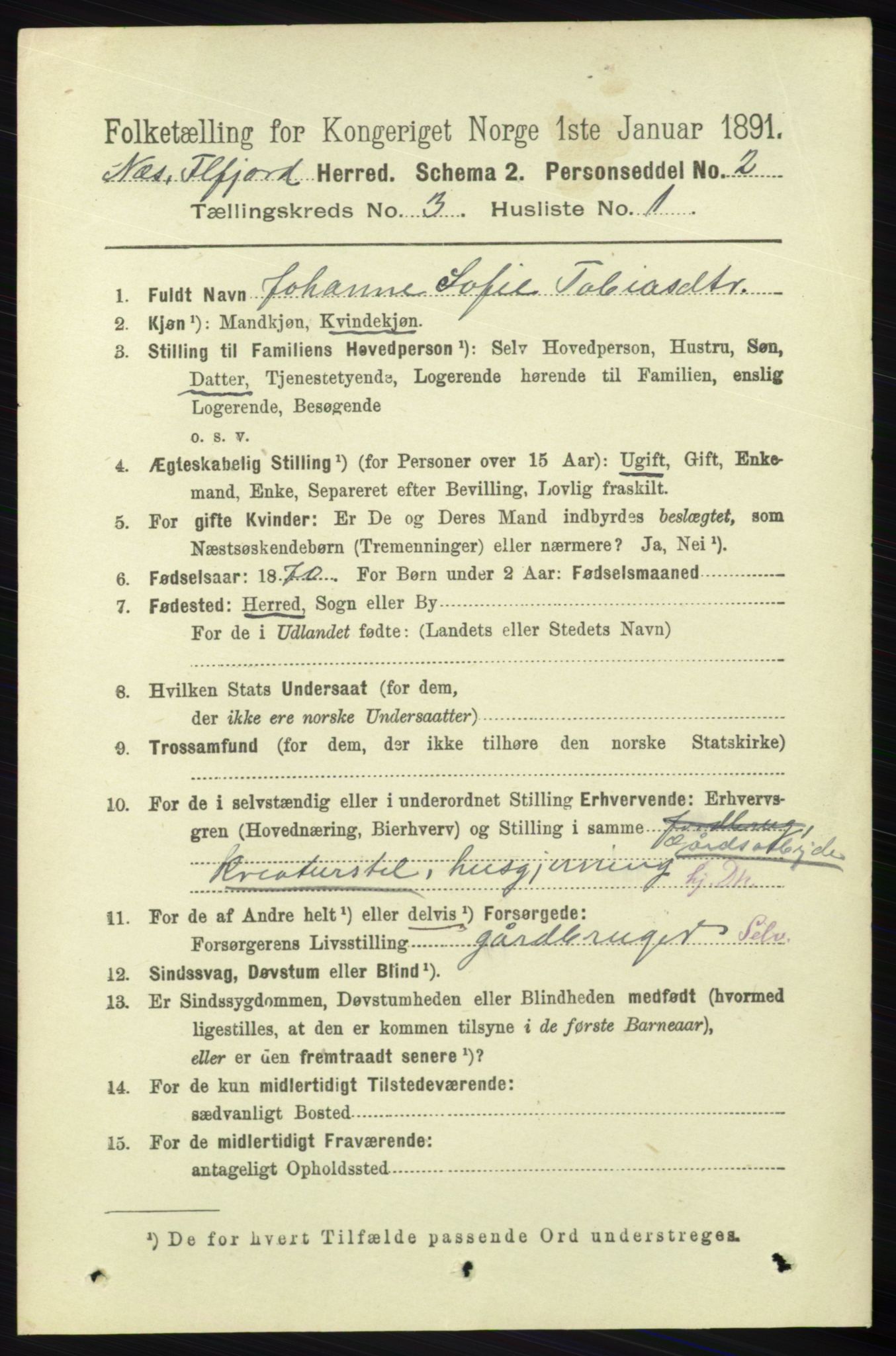 RA, 1891 census for 1043 Hidra og Nes, 1891, p. 926