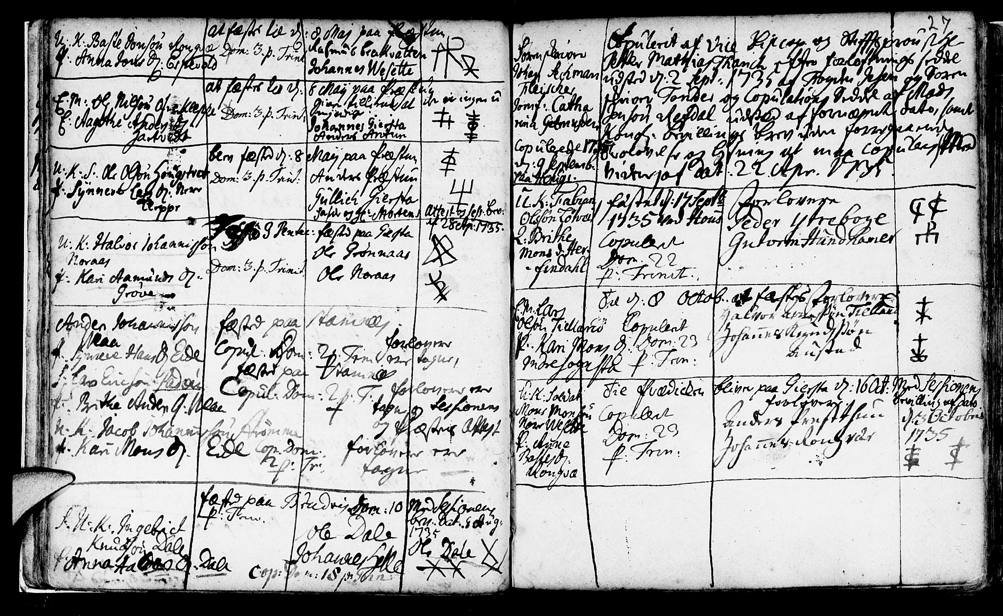 Haus sokneprestembete, SAB/A-75601/H/Haa: Parish register (official) no. A 5, 1733-1747, p. 27