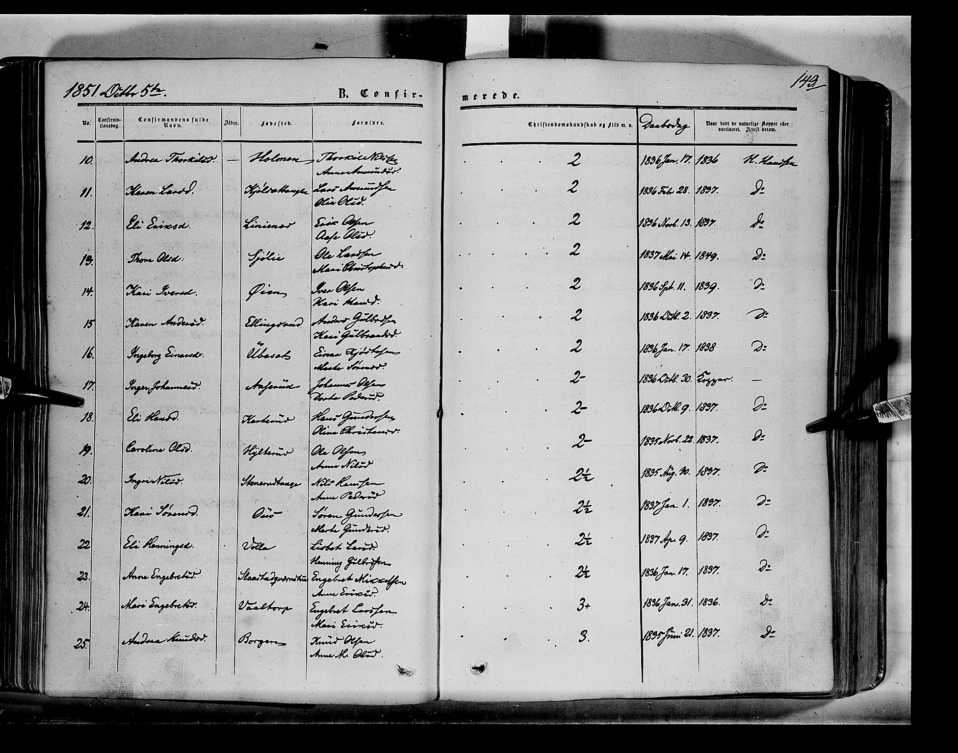 Sør-Odal prestekontor, AV/SAH-PREST-030/H/Ha/Haa/L0001: Parish register (official) no. 1, 1849-1859, p. 143