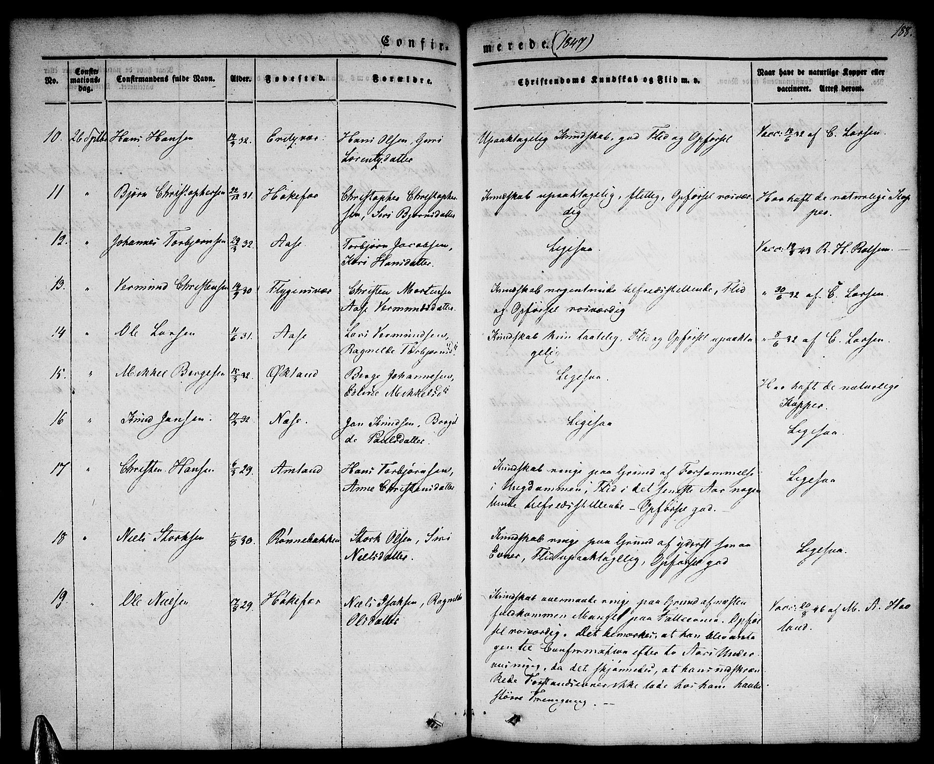 Tysnes sokneprestembete, AV/SAB-A-78601/H/Haa: Parish register (official) no. A 9, 1837-1848, p. 188