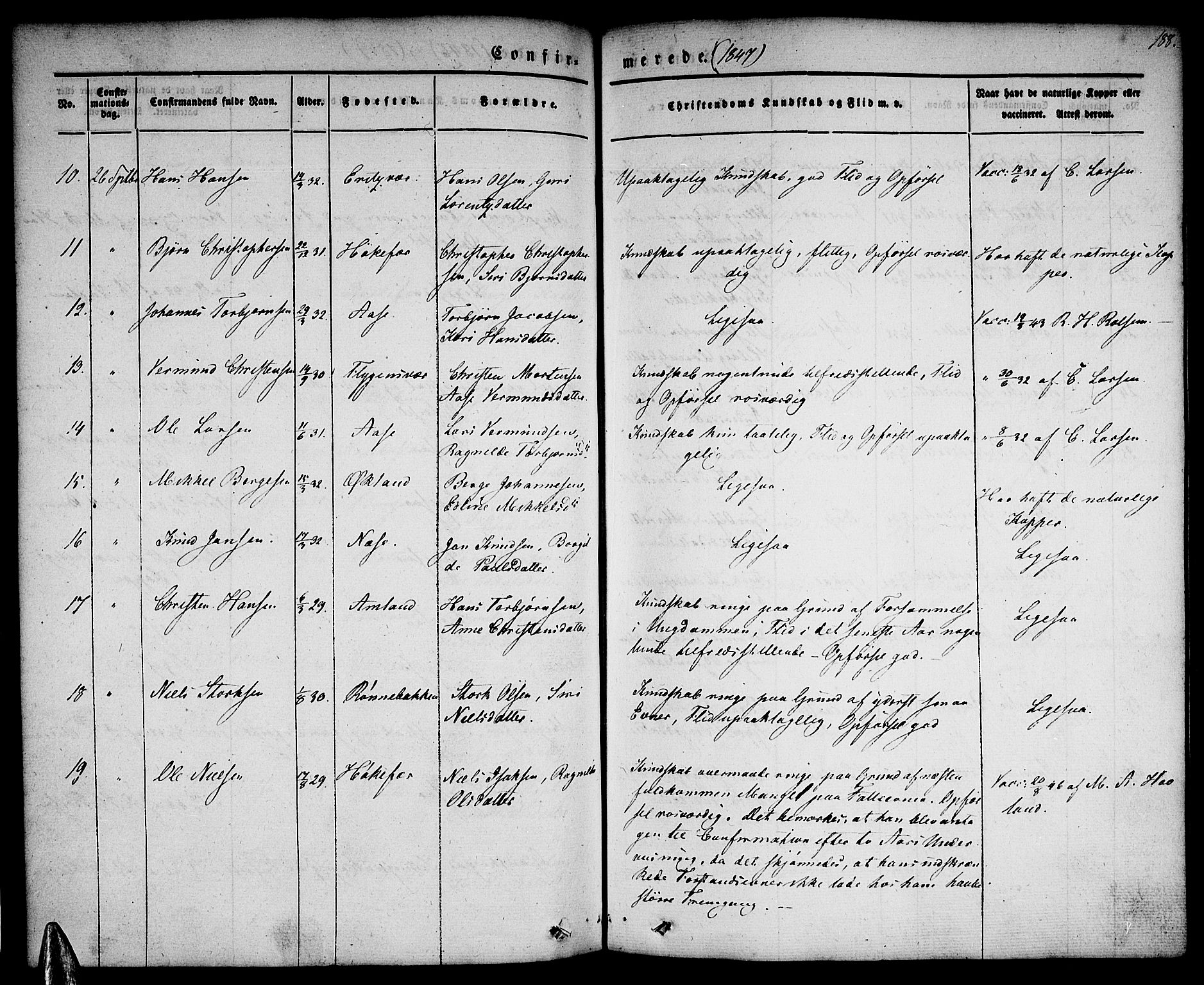 Tysnes sokneprestembete, AV/SAB-A-78601/H/Haa: Parish register (official) no. A 9, 1837-1848, p. 188