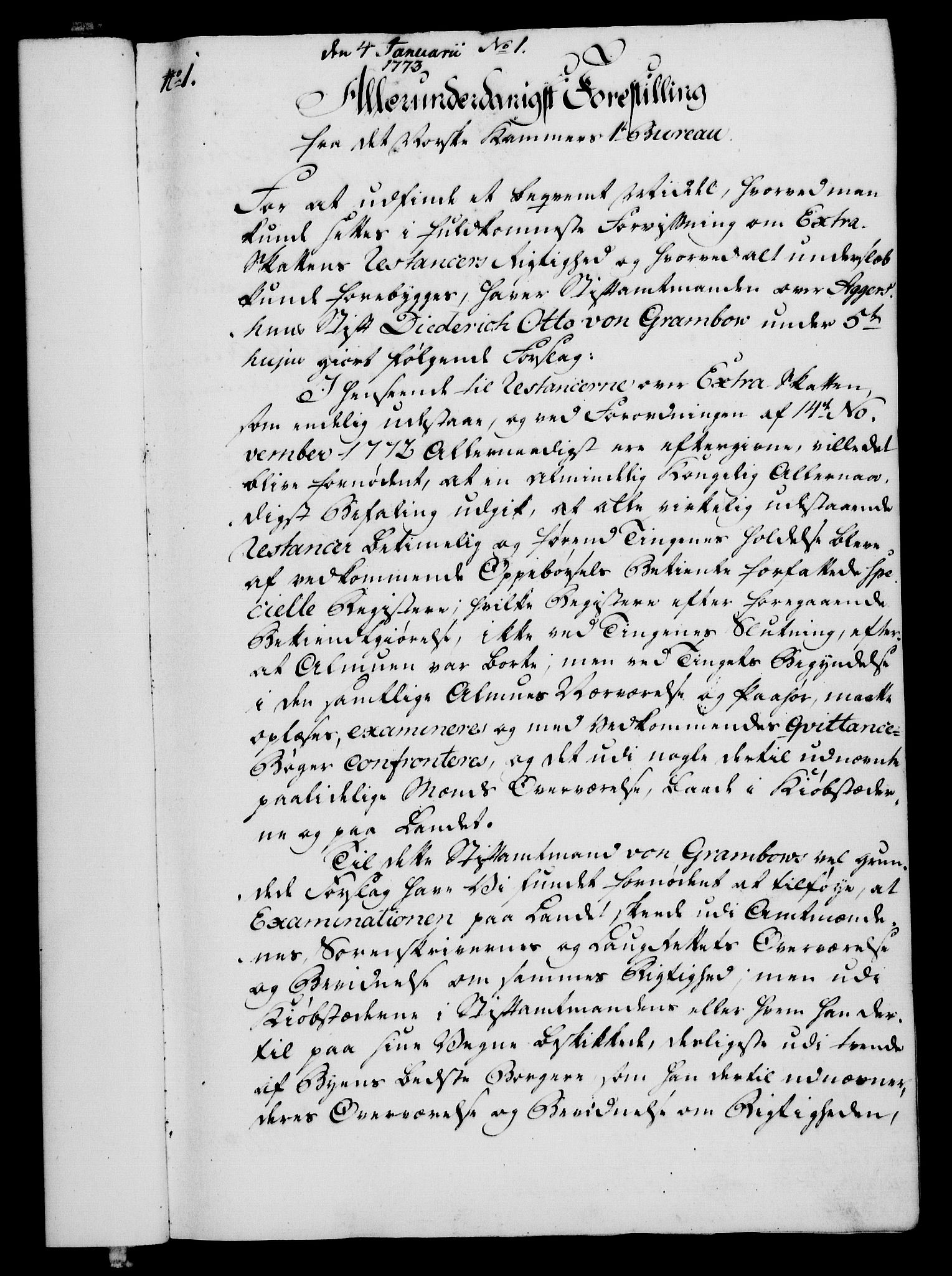 Rentekammeret, Kammerkanselliet, RA/EA-3111/G/Gf/Gfa/L0055: Norsk relasjons- og resolusjonsprotokoll (merket RK 52.55), 1773, p. 19