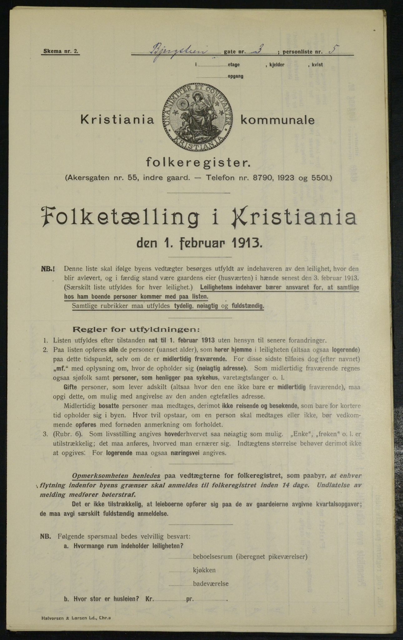 OBA, Municipal Census 1913 for Kristiania, 1913, p. 4184