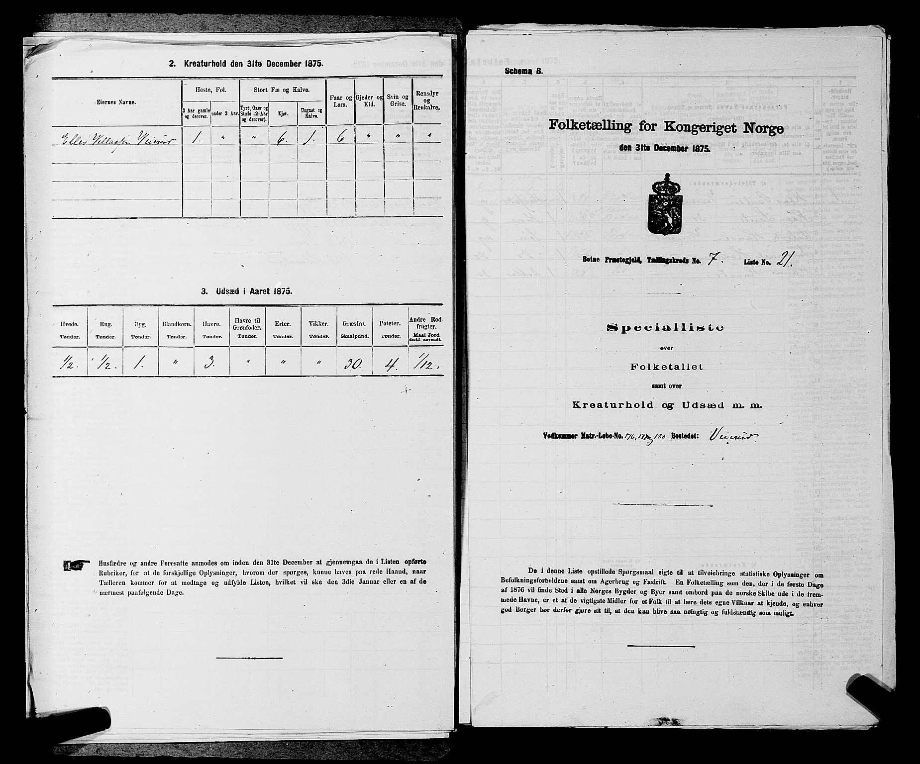 SAKO, 1875 census for 0715P Botne, 1875, p. 620