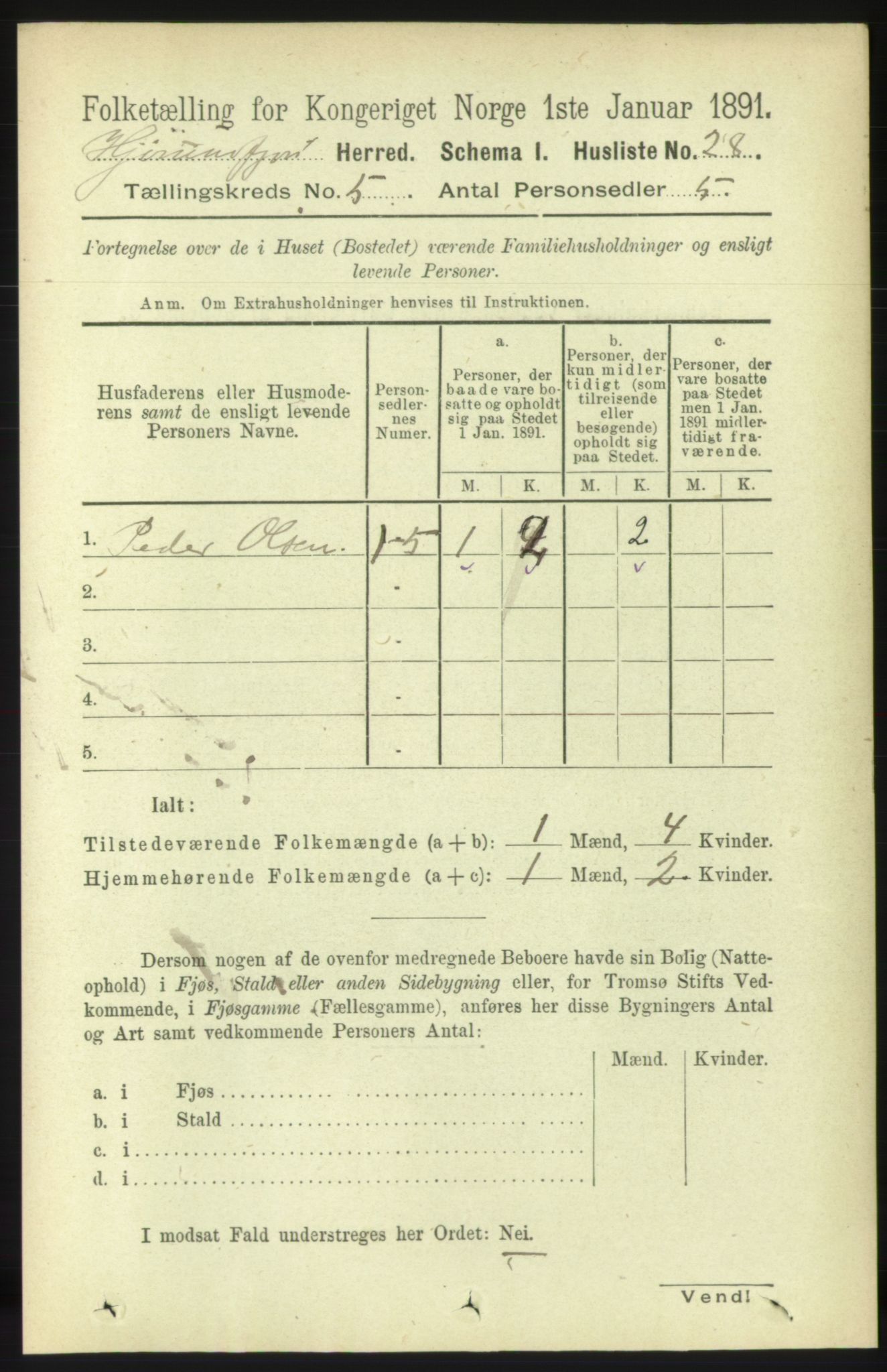 RA, 1891 census for 1522 Hjørundfjord, 1891, p. 884