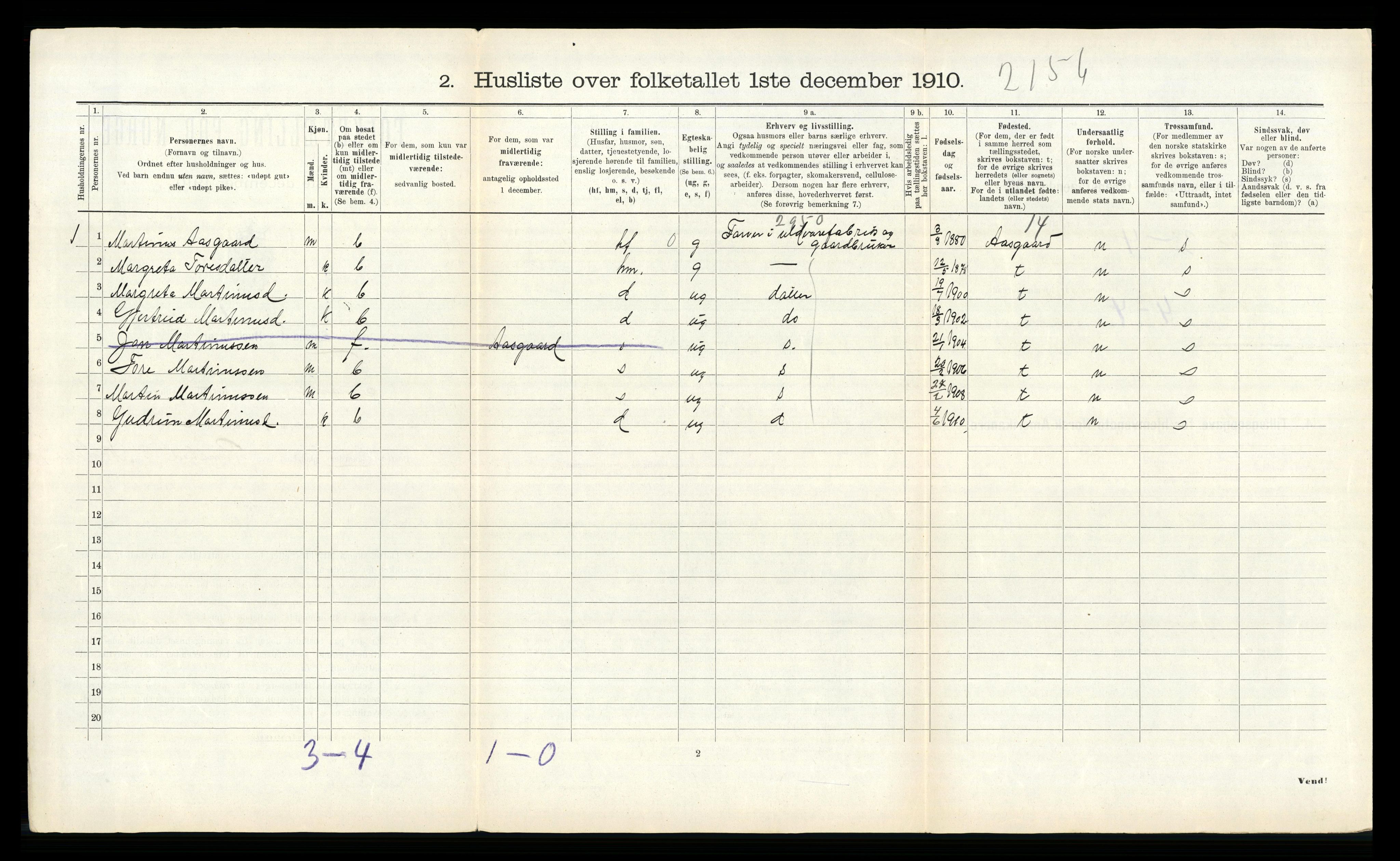 RA, 1910 census for Tingvoll, 1910, p. 546