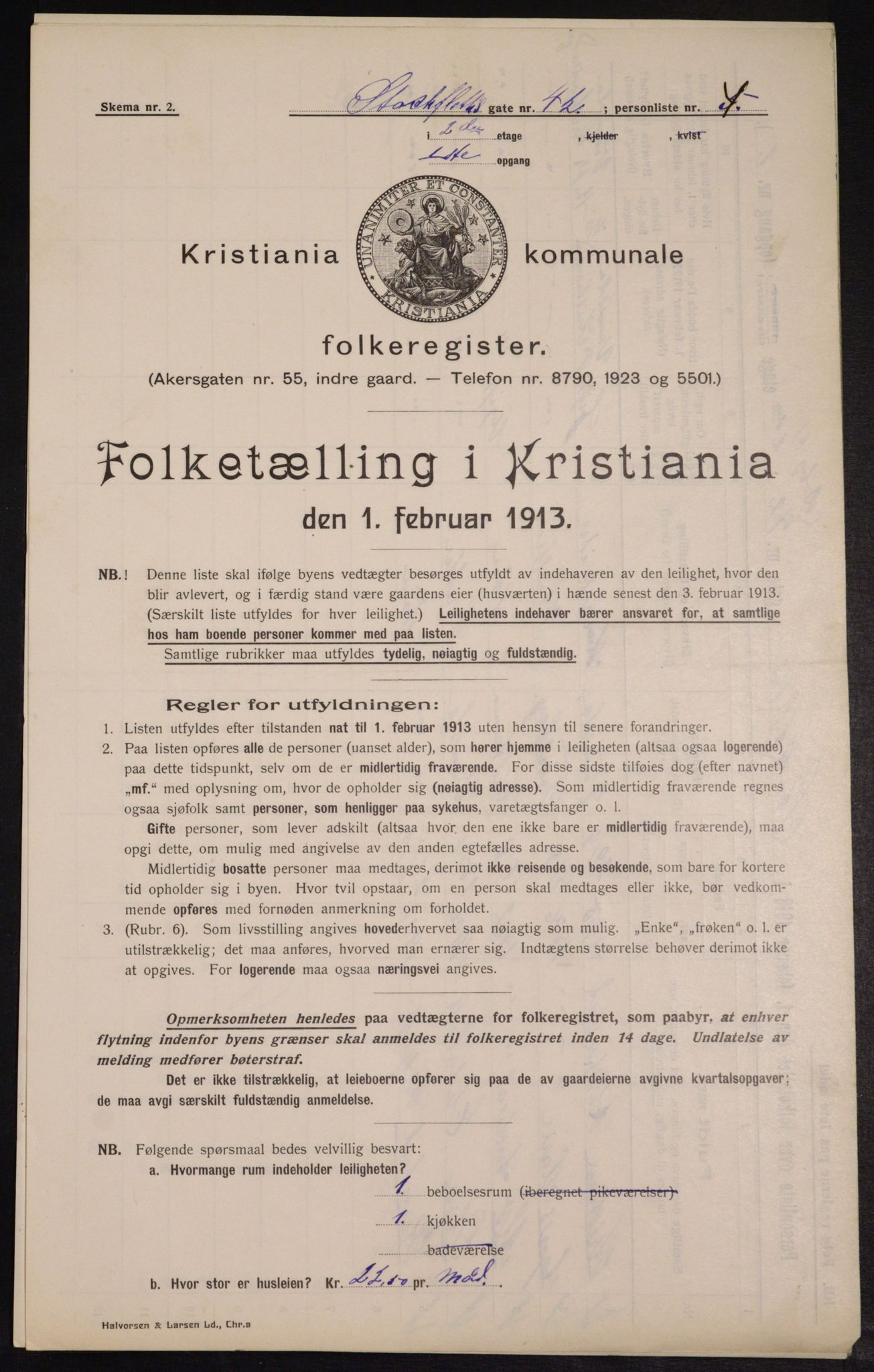 OBA, Municipal Census 1913 for Kristiania, 1913, p. 102354