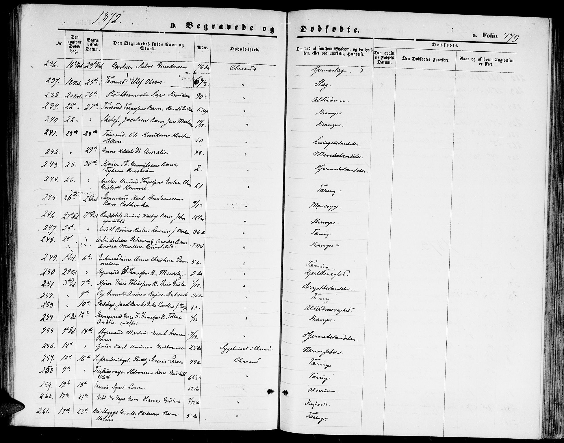 Kristiansand domprosti, AV/SAK-1112-0006/F/Fb/L0013: Parish register (copy) no. B 13, 1871-1880, p. 479