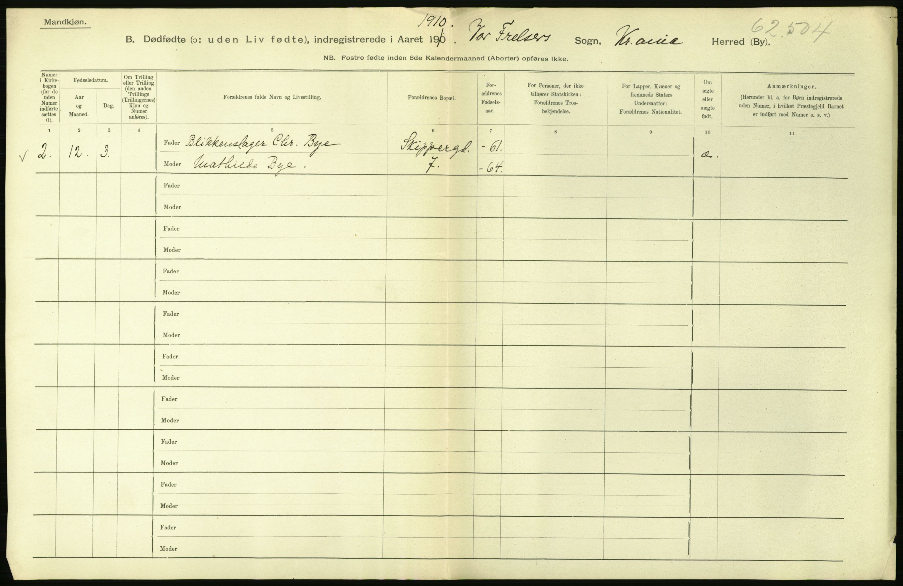 Statistisk sentralbyrå, Sosiodemografiske emner, Befolkning, RA/S-2228/D/Df/Dfa/Dfah/L0009: Kristiania: Gifte og dødfødte., 1910, p. 764