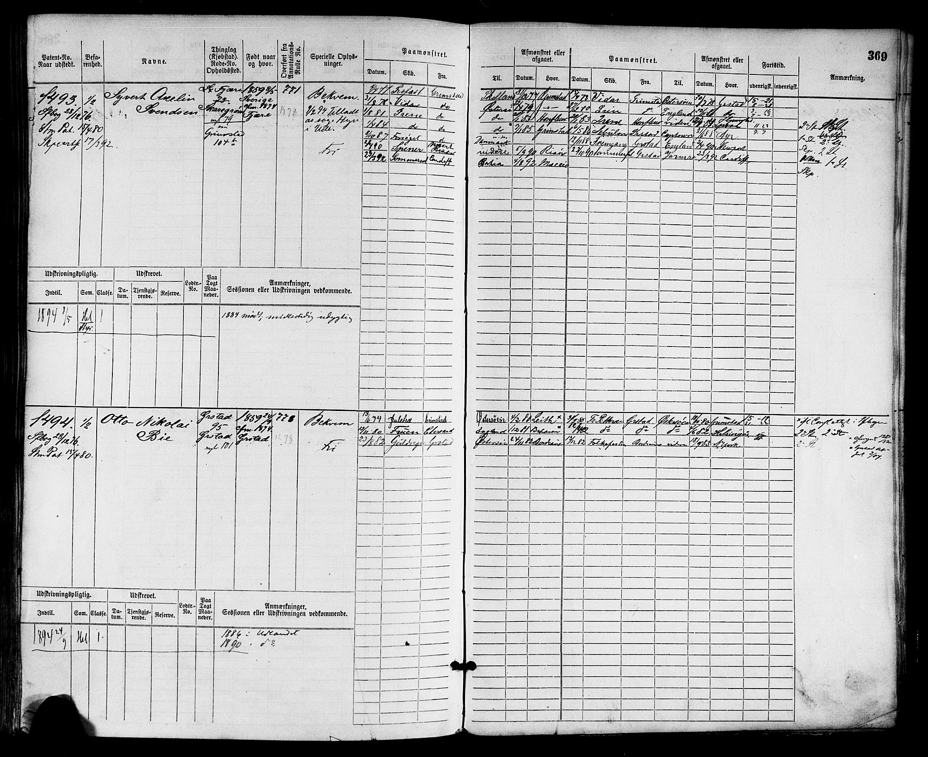 Grimstad mønstringskrets, AV/SAK-2031-0013/F/Fb/L0002: Hovedrulle nr 759-1517, F-5, 1869-1877, p. 379