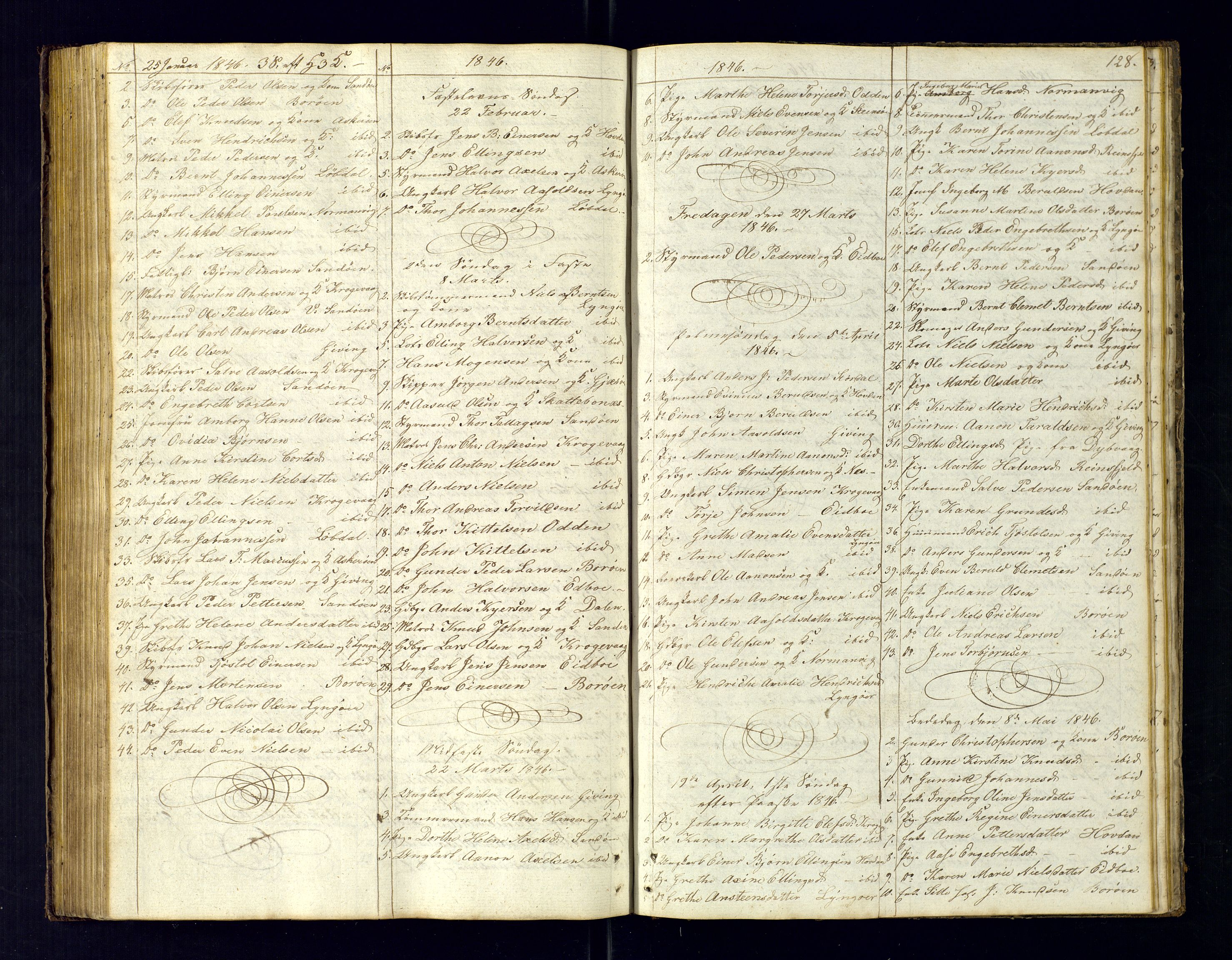 Dypvåg sokneprestkontor, SAK/1111-0007/F/Fc/Fca/L0002: Communicants register no. C-2, 1831-1848, p. 128