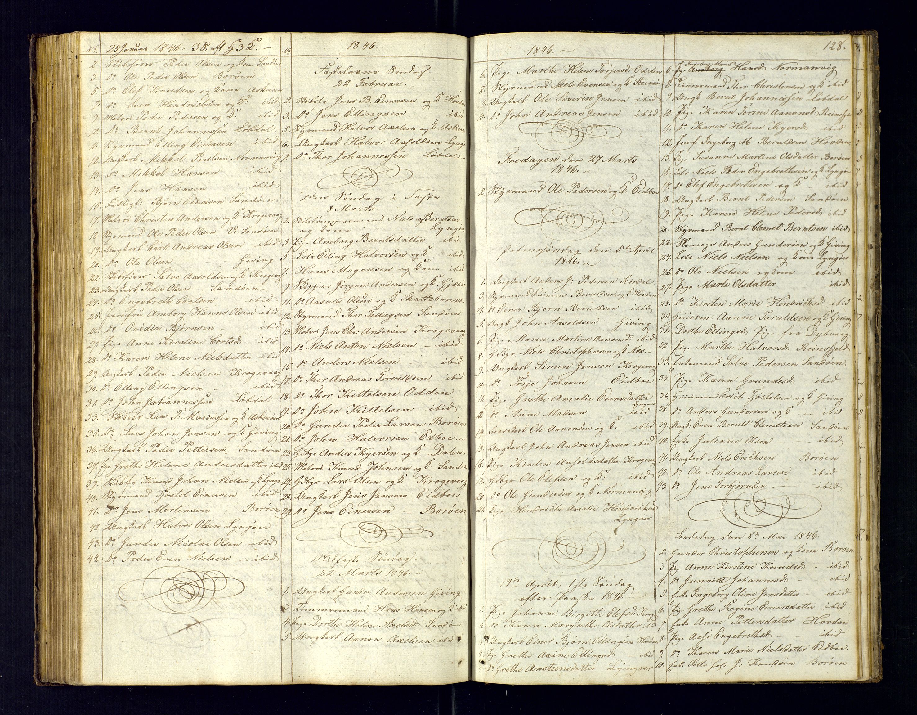 Dypvåg sokneprestkontor, AV/SAK-1111-0007/F/Fc/Fca/L0002: Communicants register no. C-2, 1831-1848, p. 128