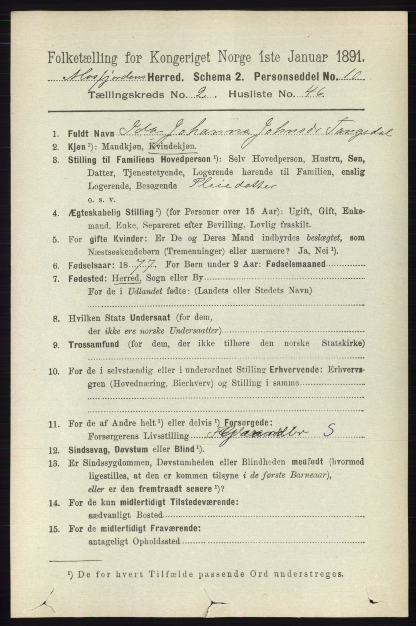 RA, 1891 census for 1266 Masfjorden, 1891, p. 488