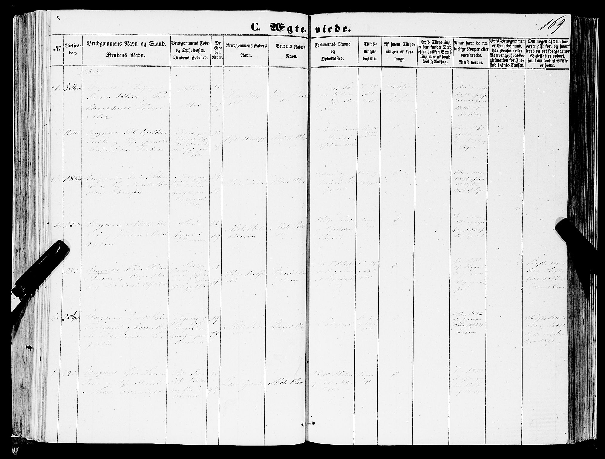 Ulvik sokneprestembete, SAB/A-78801/H/Haa: Parish register (official) no. A 13, 1853-1863, p. 169