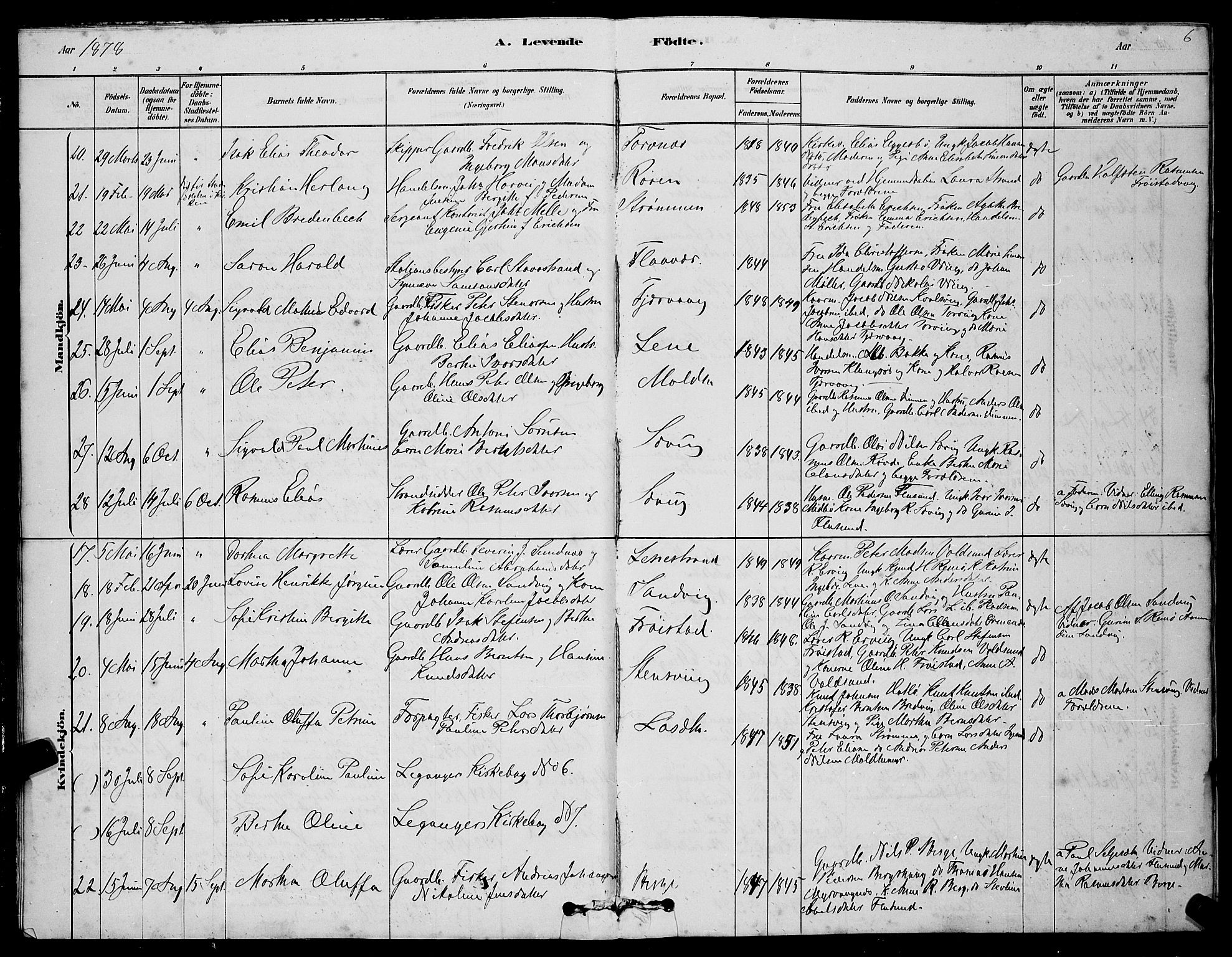 Ministerialprotokoller, klokkerbøker og fødselsregistre - Møre og Romsdal, AV/SAT-A-1454/507/L0081: Parish register (copy) no. 507C04, 1878-1898, p. 6