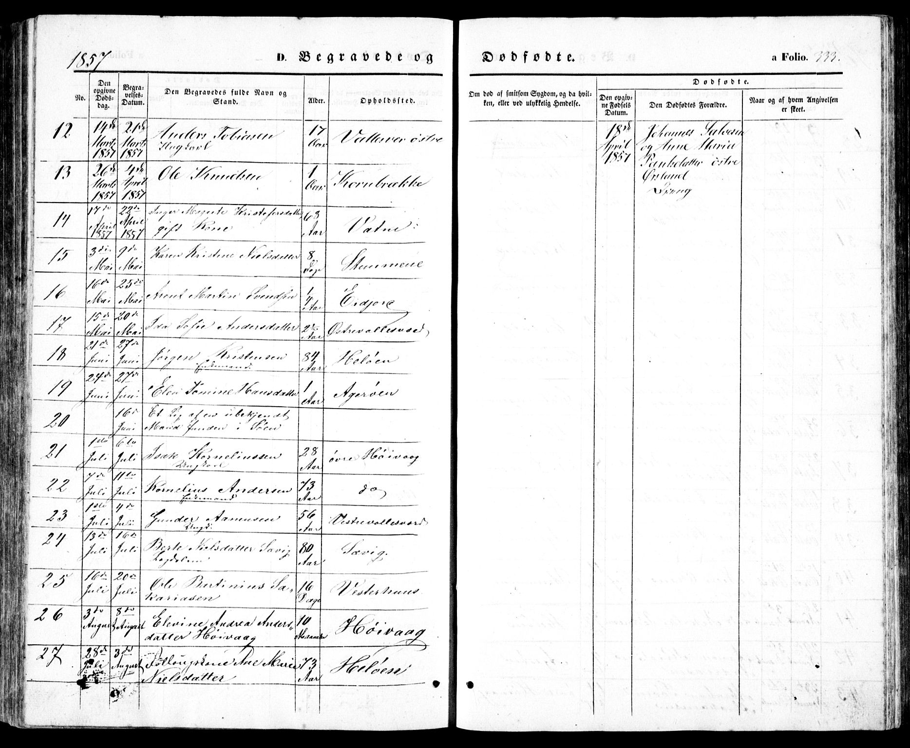 Høvåg sokneprestkontor, AV/SAK-1111-0025/F/Fb/L0002: Parish register (copy) no. B 2, 1847-1869, p. 333