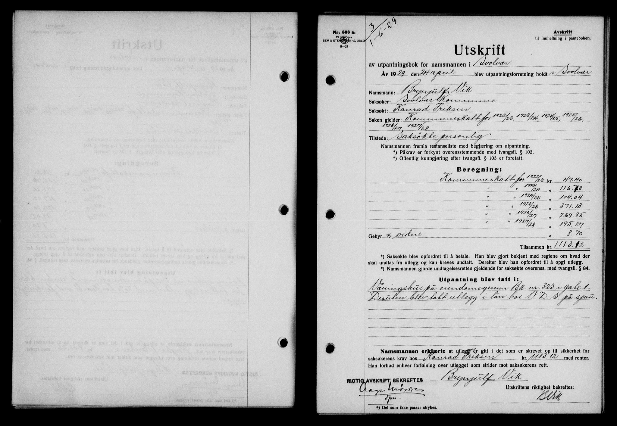 Lofoten sorenskriveri, SAT/A-0017/1/2/2C/L0019b: Mortgage book no. 19b, 1929-1929, Deed date: 01.06.1929