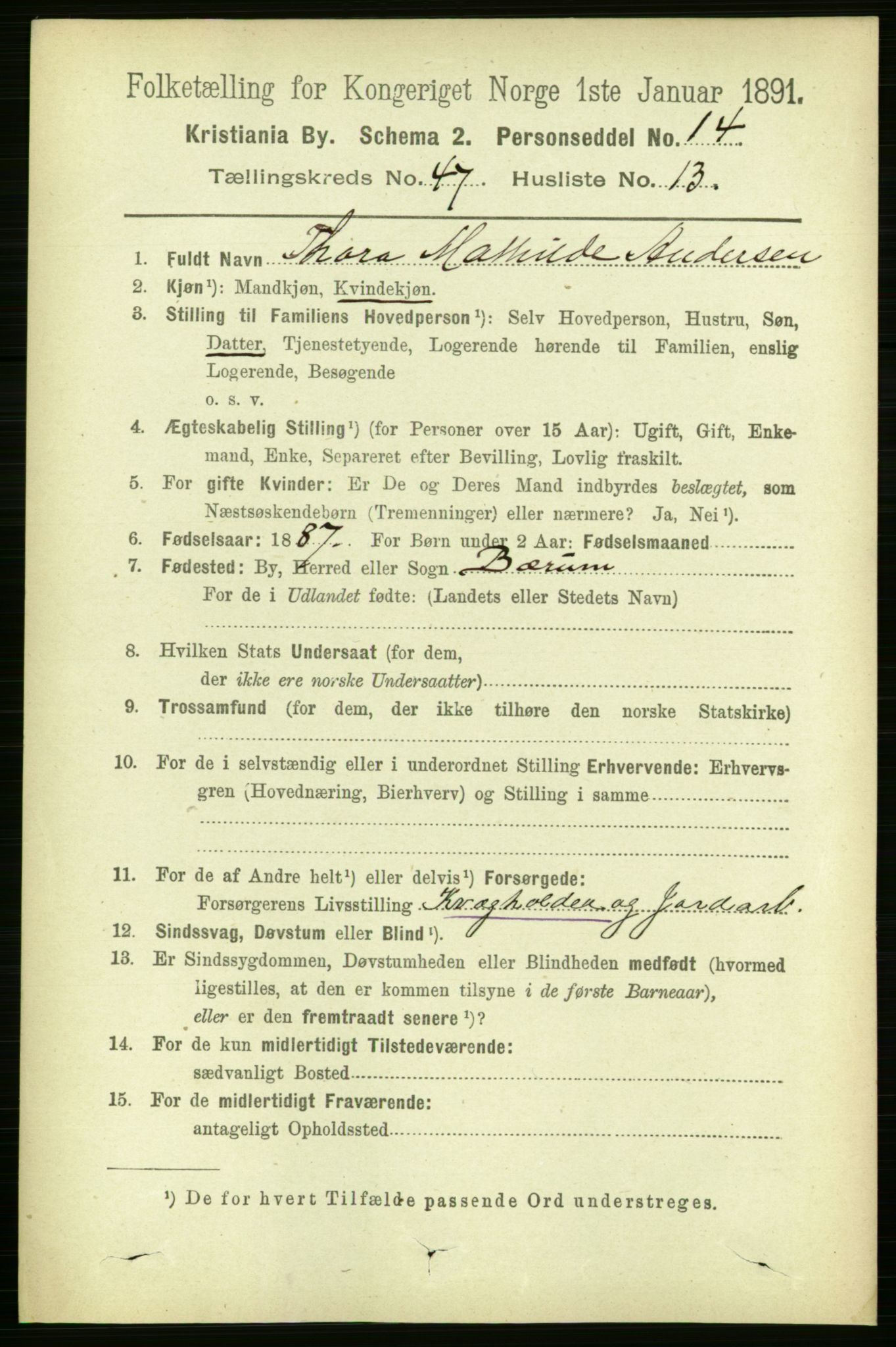 RA, 1891 census for 0301 Kristiania, 1891, p. 28325