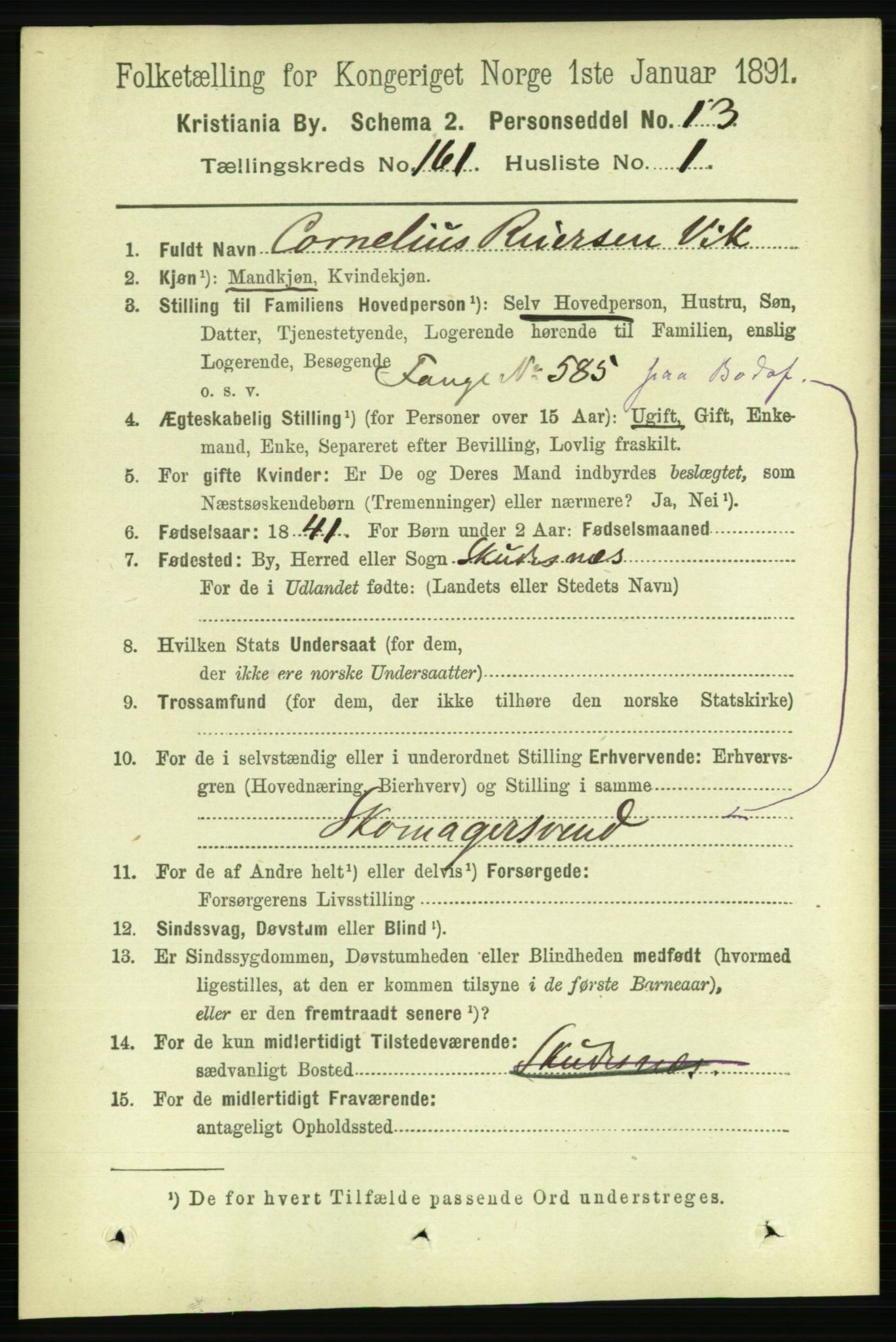 RA, 1891 census for 0301 Kristiania, 1891, p. 91431