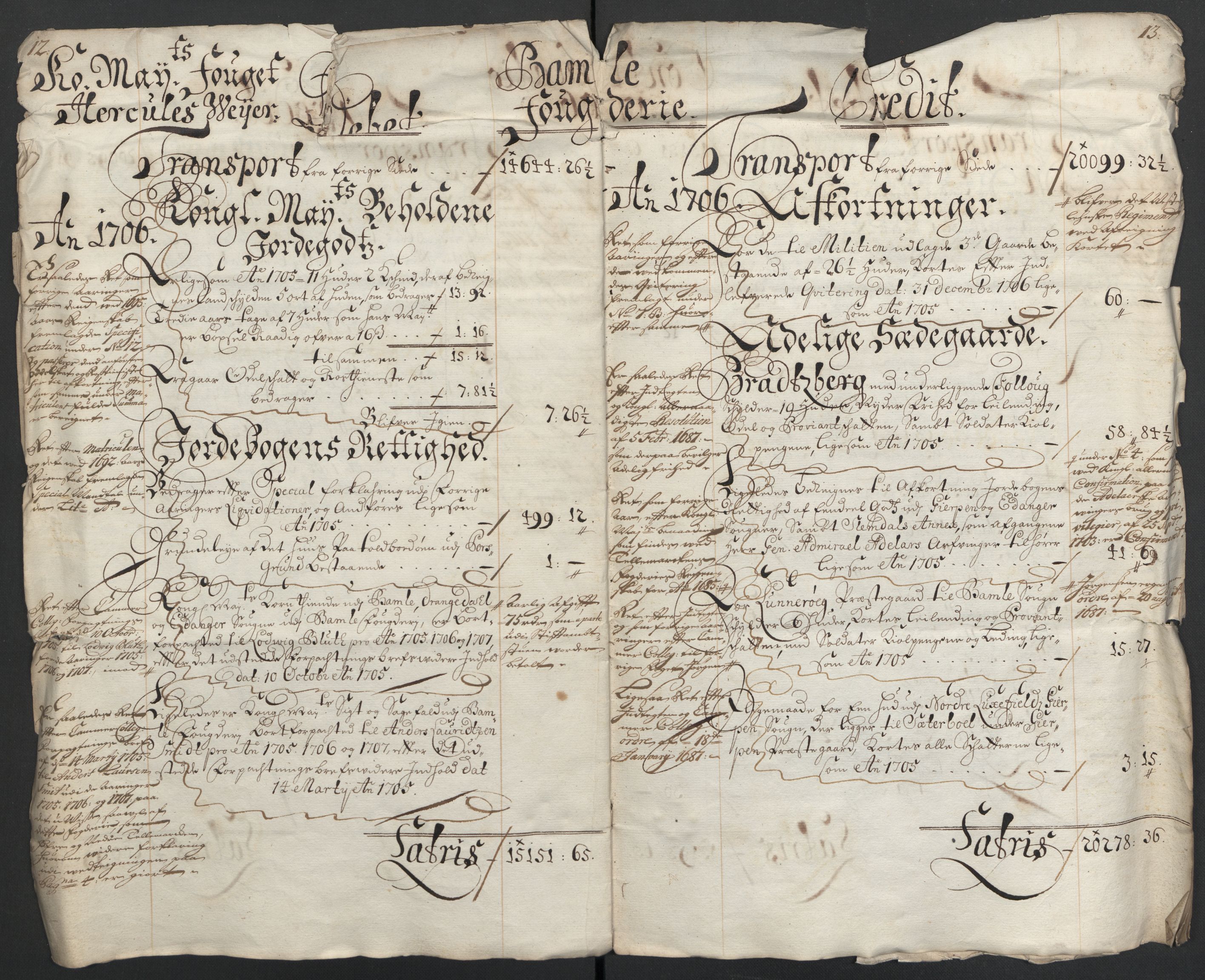 Rentekammeret inntil 1814, Reviderte regnskaper, Fogderegnskap, AV/RA-EA-4092/R36/L2116: Fogderegnskap Øvre og Nedre Telemark og Bamble, 1706-1707, p. 9