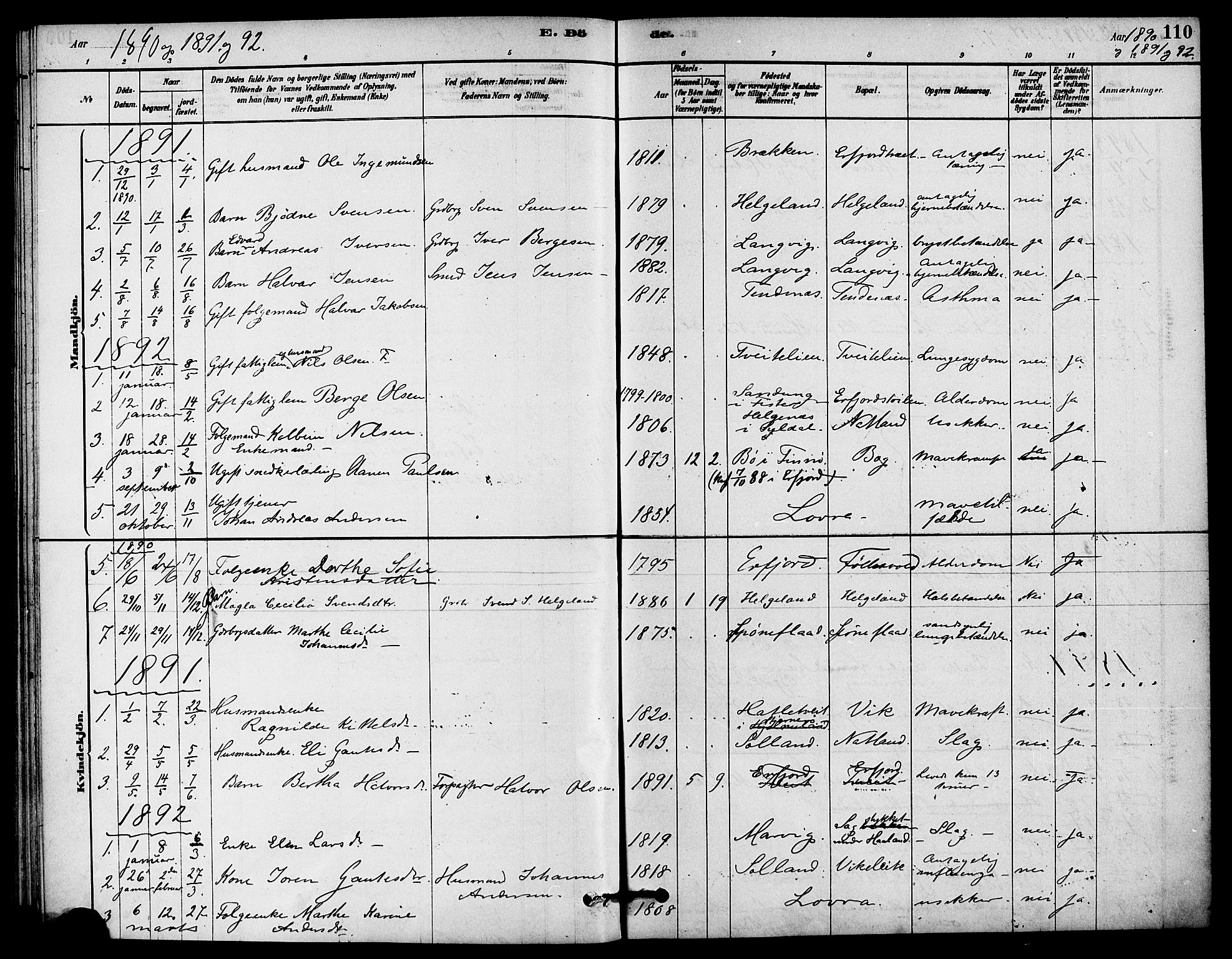 Jelsa sokneprestkontor, SAST/A-101842/01/IV: Parish register (official) no. A 9, 1878-1898, p. 110
