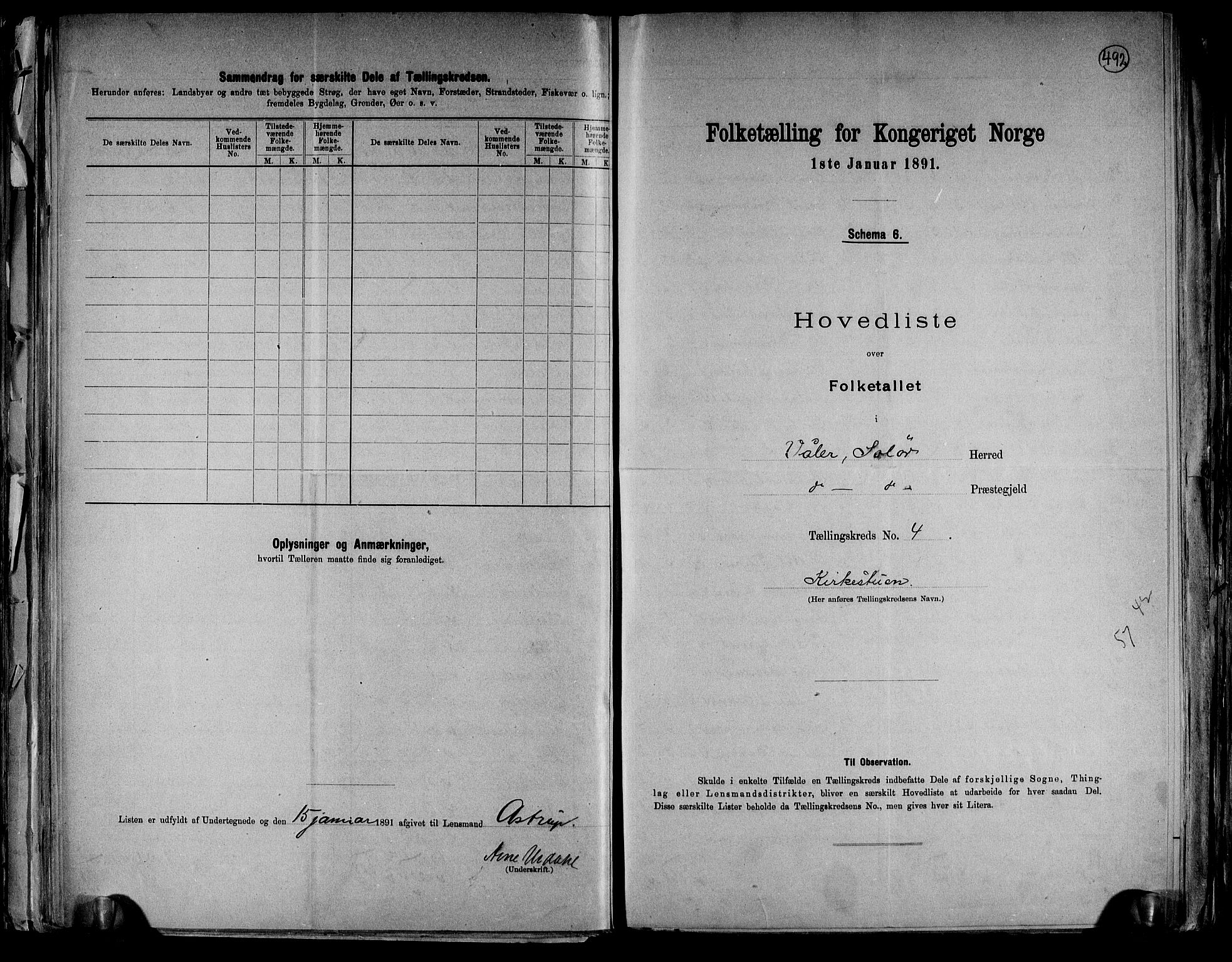 RA, 1891 census for 0426 Våler, 1891, p. 10