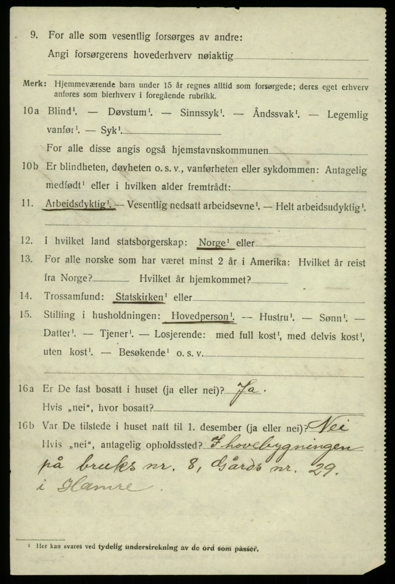 SAB, 1920 census for Hamre, 1920, p. 3448