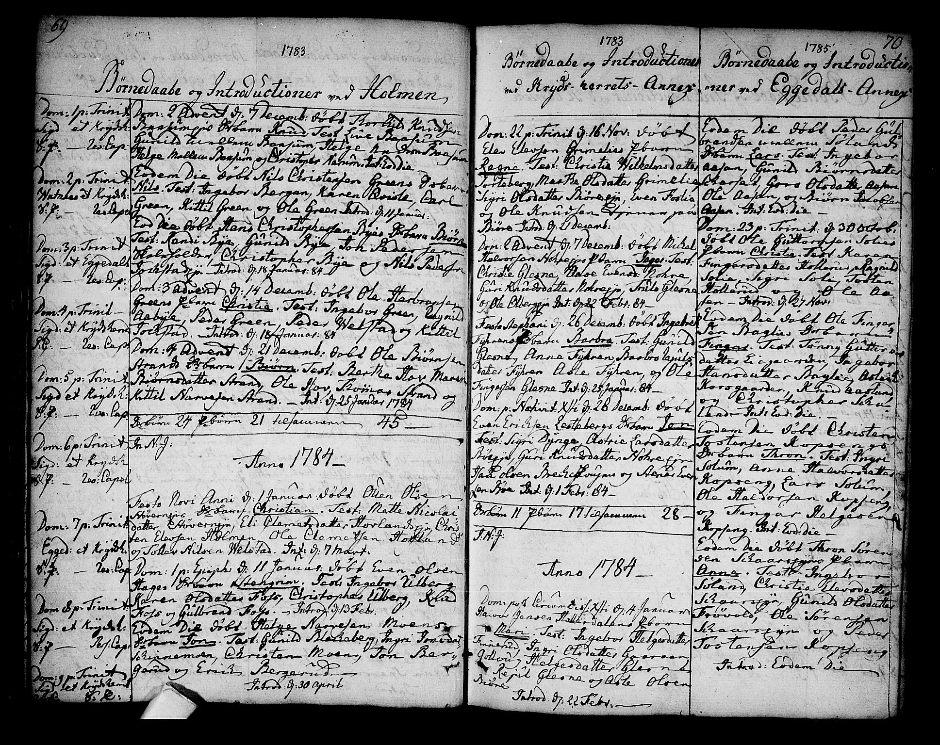 Sigdal kirkebøker, AV/SAKO-A-245/F/Fa/L0002: Parish register (official) no. I 2, 1778-1792, p. 69-70