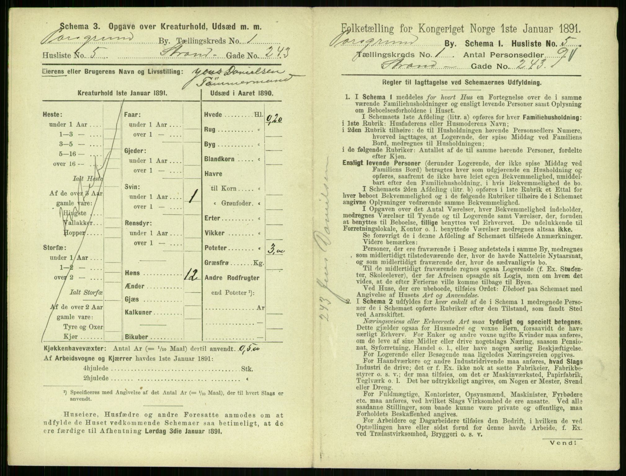 RA, 1891 census for 0805 Porsgrunn, 1891, p. 35