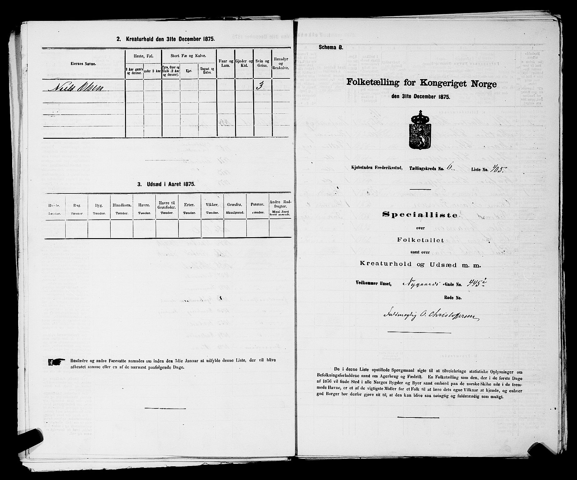 RA, 1875 census for 0103B Fredrikstad/Fredrikstad, 1875, p. 952