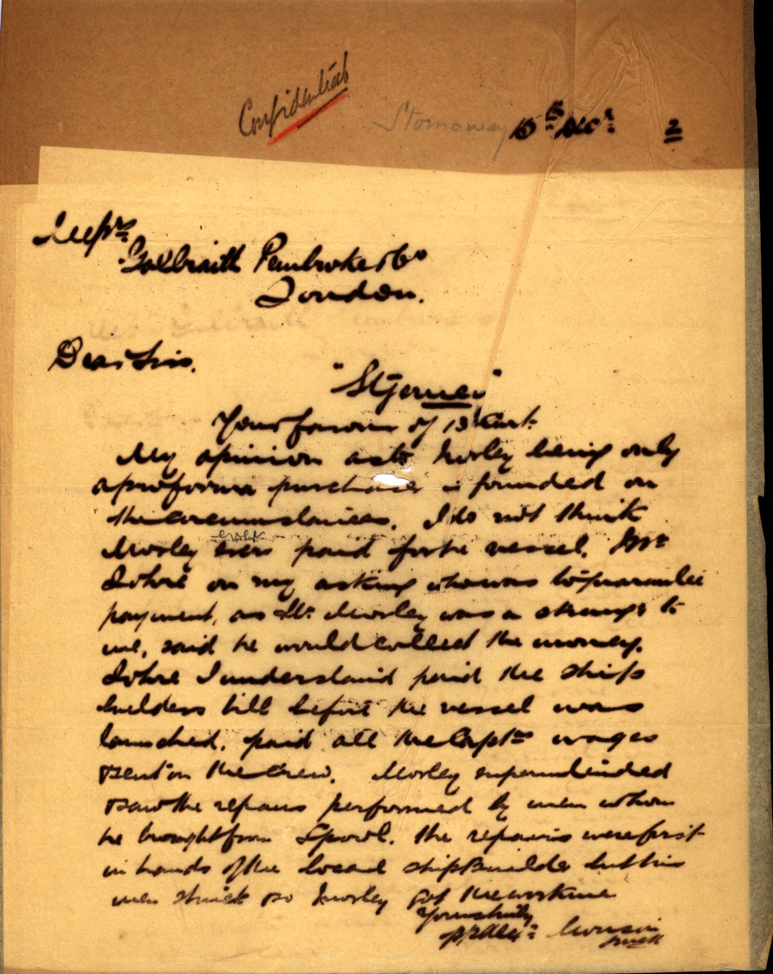 Pa 63 - Østlandske skibsassuranceforening, VEMU/A-1079/G/Ga/L0028/0005: Havaridokumenter / Tjømø, Magnolia, Caroline, Olaf, Stjernen, 1892, p. 185