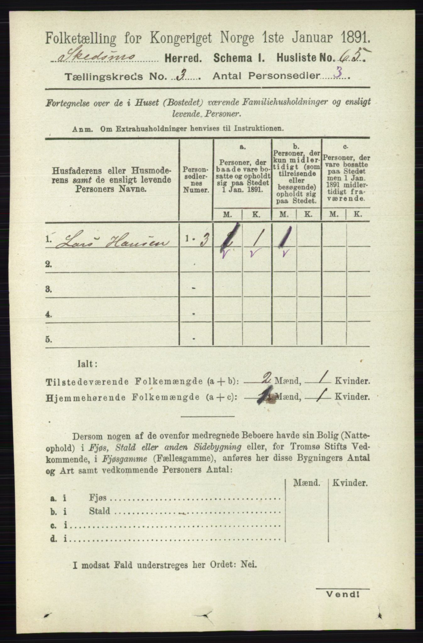 RA, 1891 census for 0231 Skedsmo, 1891, p. 1283