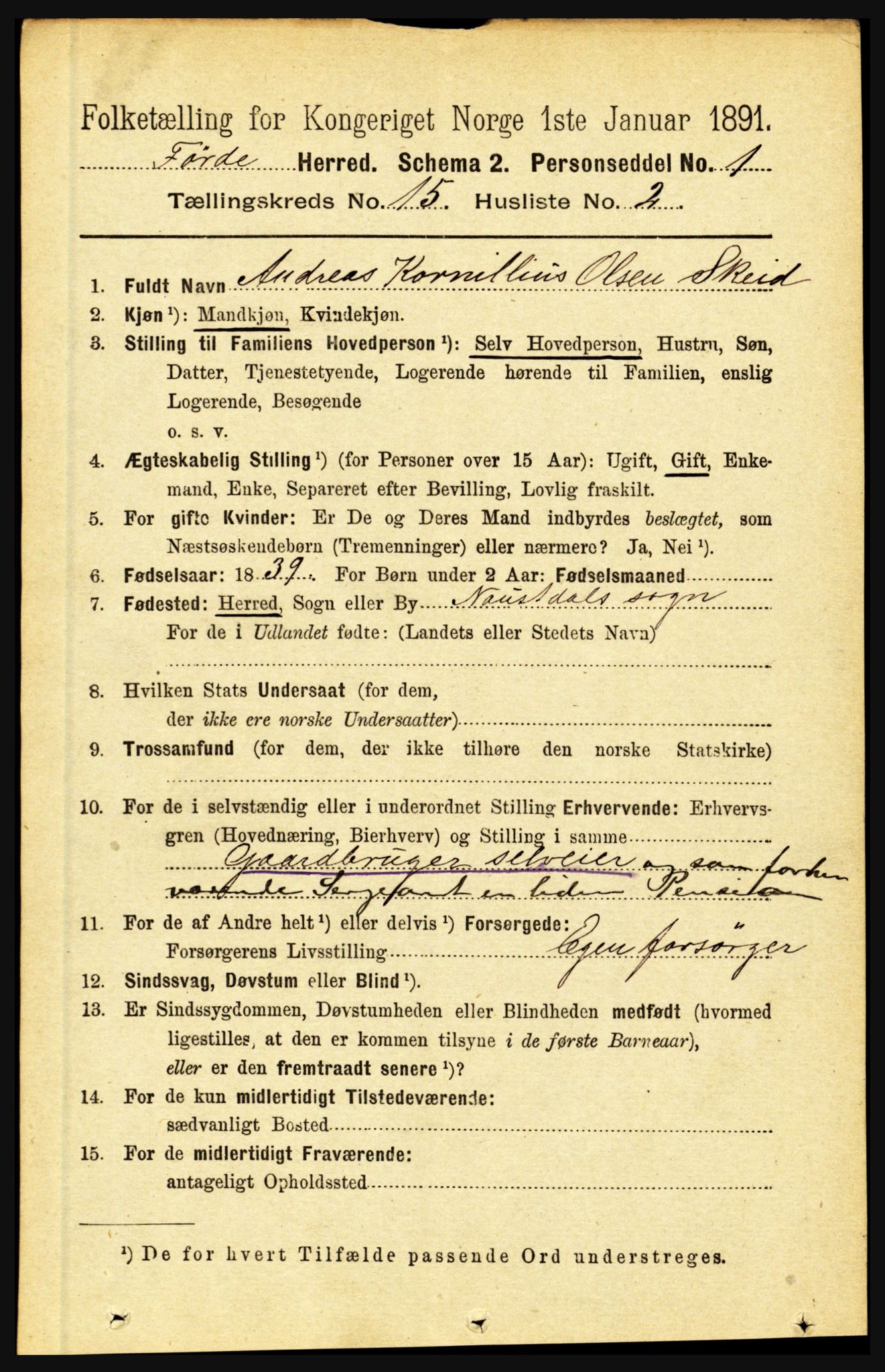 RA, 1891 census for 1432 Førde, 1891, p. 5562