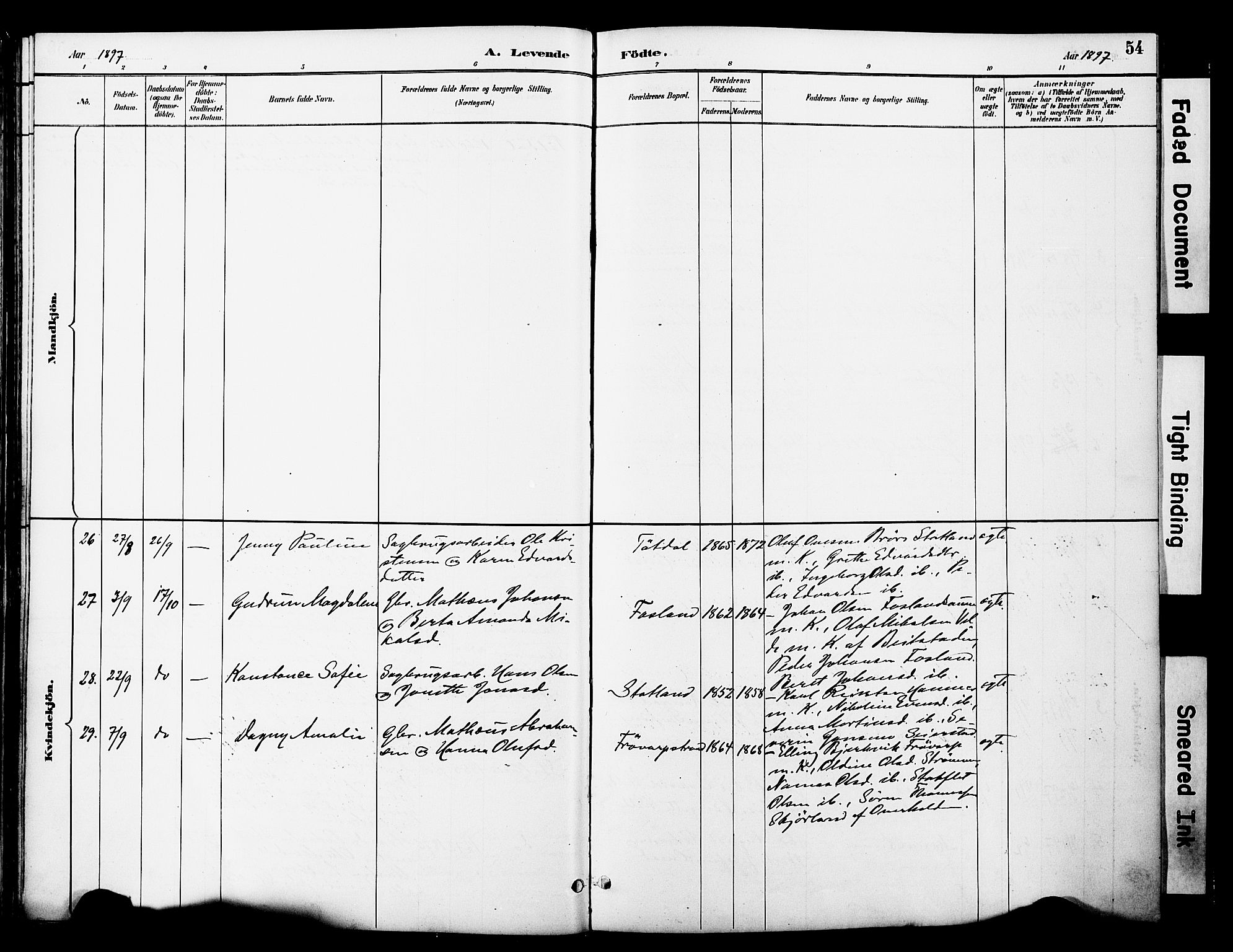 Ministerialprotokoller, klokkerbøker og fødselsregistre - Nord-Trøndelag, AV/SAT-A-1458/774/L0628: Parish register (official) no. 774A02, 1887-1903, p. 54