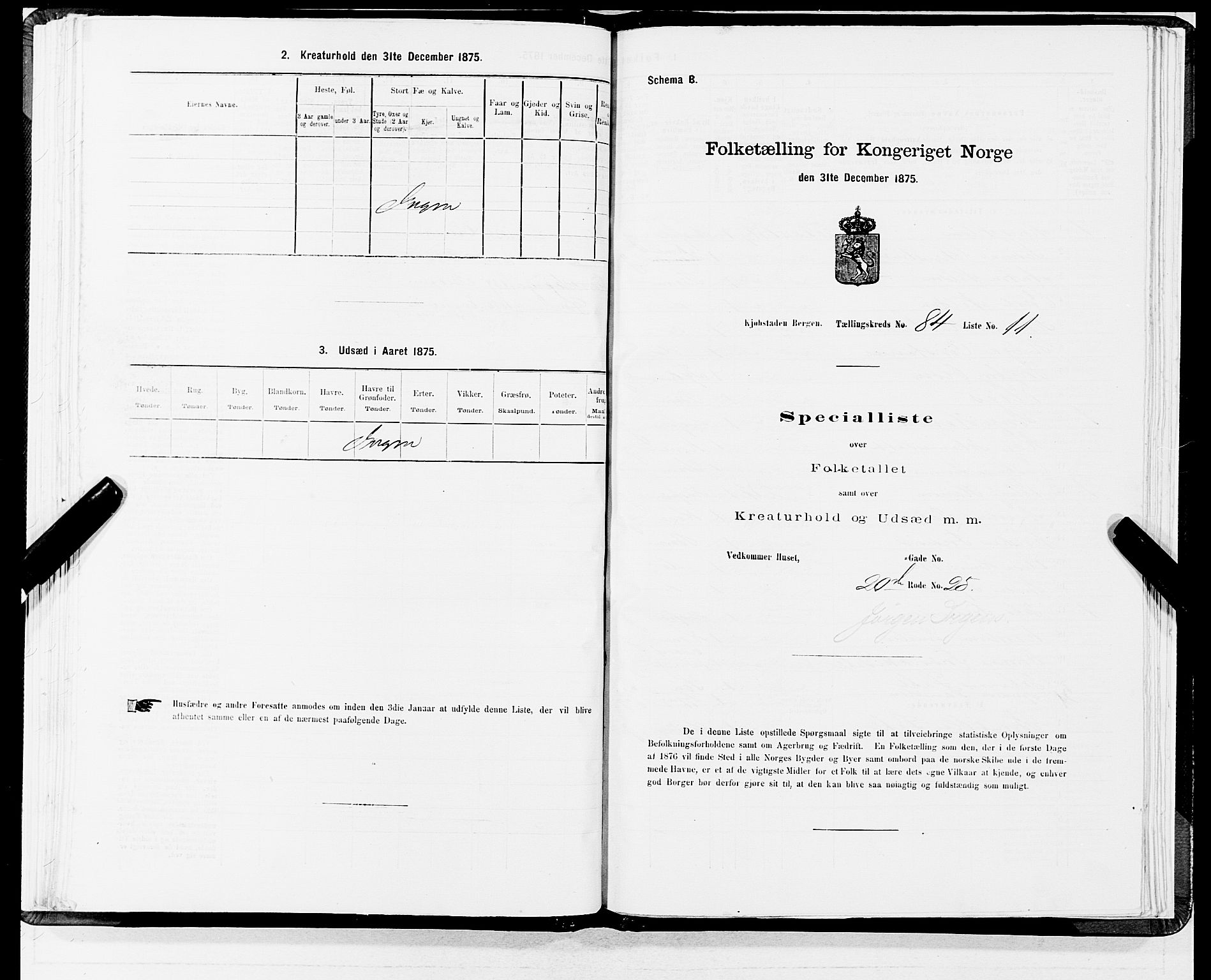 SAB, 1875 census for 1301 Bergen, 1875, p. 4523
