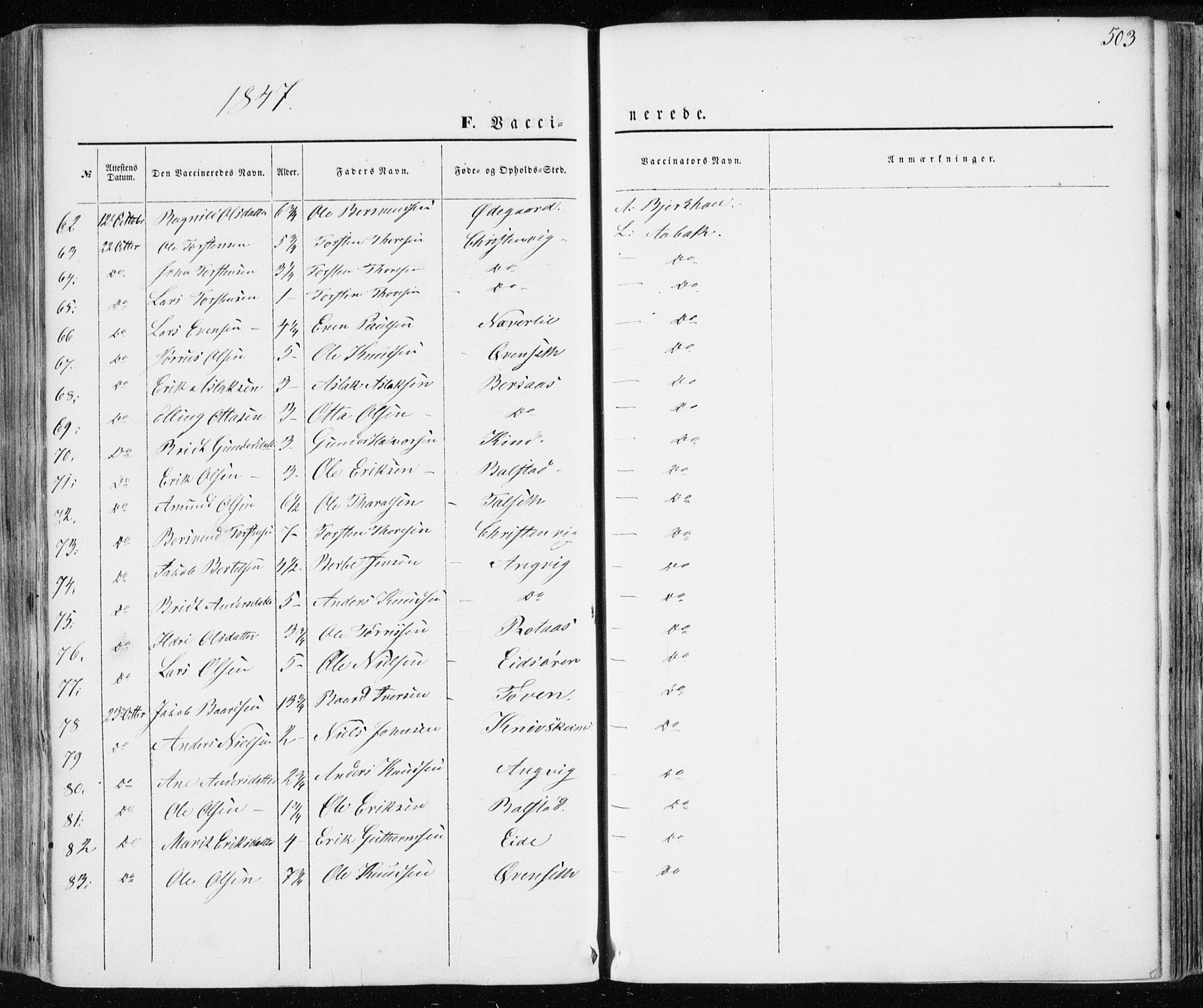 Ministerialprotokoller, klokkerbøker og fødselsregistre - Møre og Romsdal, SAT/A-1454/586/L0984: Parish register (official) no. 586A10, 1844-1856, p. 503