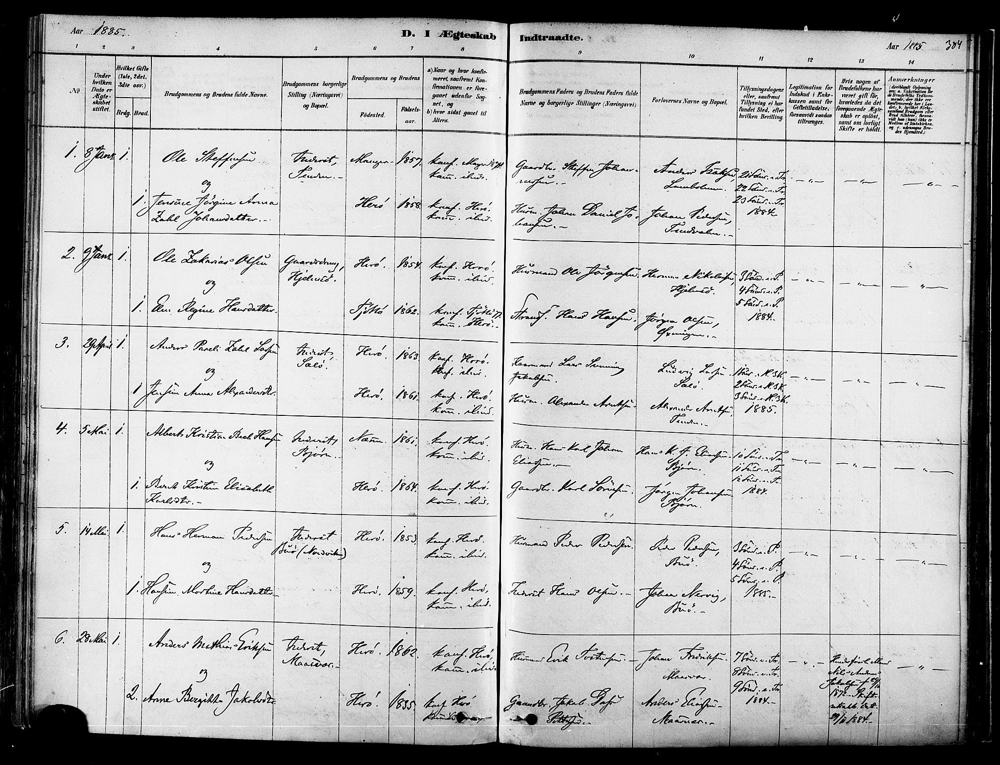 Ministerialprotokoller, klokkerbøker og fødselsregistre - Nordland, SAT/A-1459/834/L0507: Parish register (official) no. 834A05, 1878-1892, p. 384