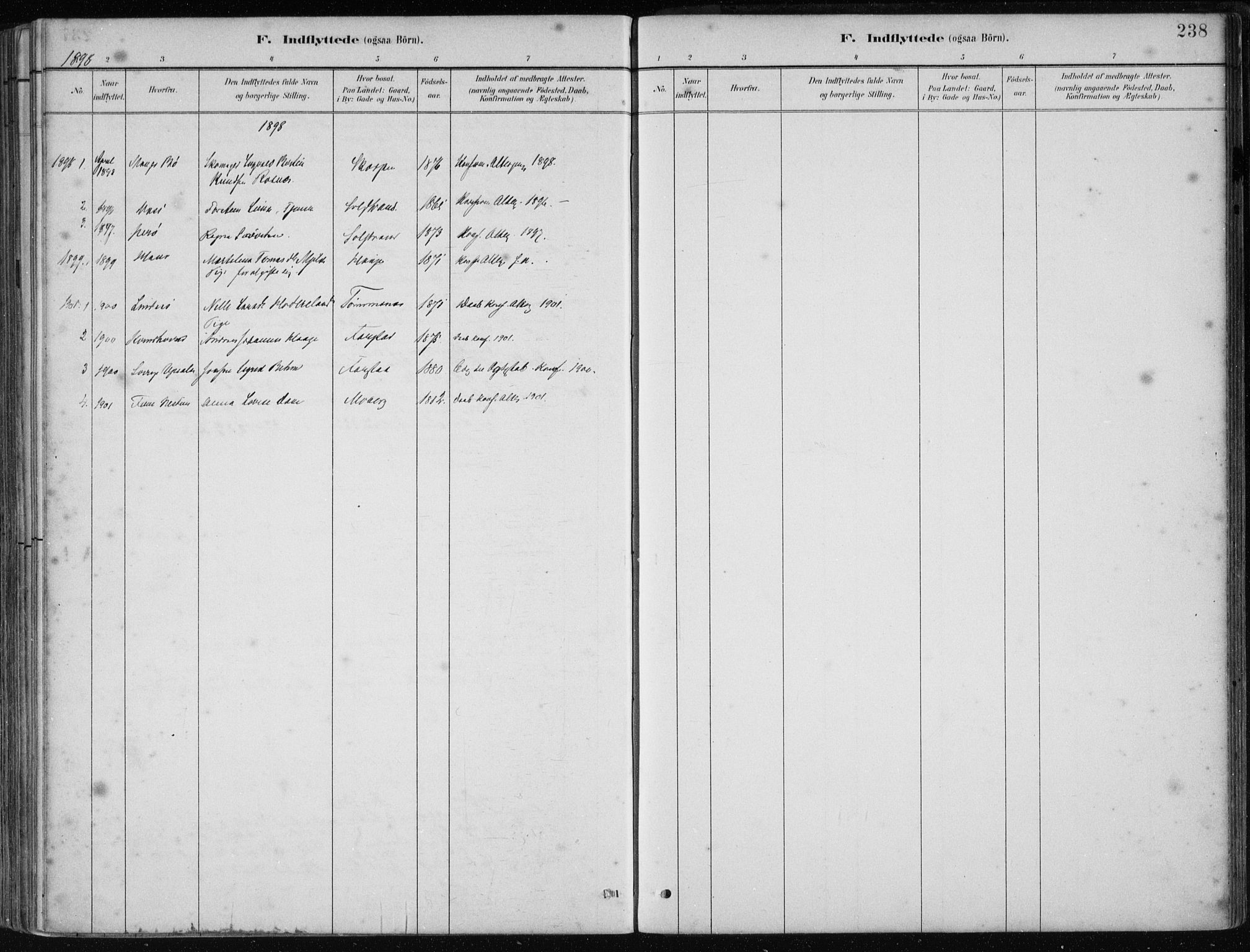 Os sokneprestembete, SAB/A-99929: Parish register (official) no. B 1, 1885-1902, p. 238