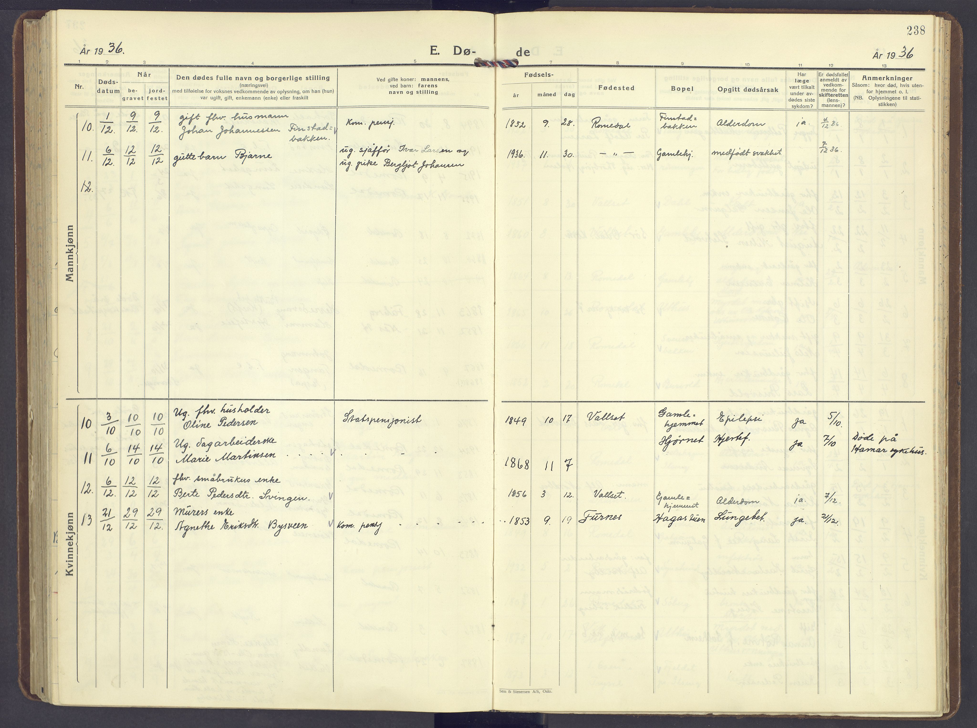 Romedal prestekontor, SAH/PREST-004/K/L0014: Parish register (official) no. 14, 1936-1949, p. 238