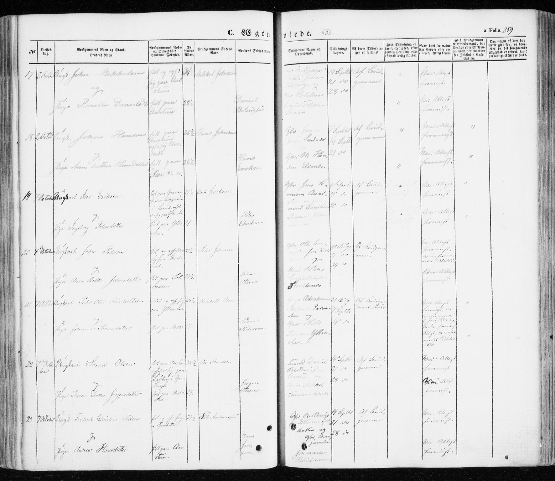 Ibestad sokneprestembete, AV/SATØ-S-0077/H/Ha/Haa/L0008kirke: Parish register (official) no. 8, 1850-1859, p. 359