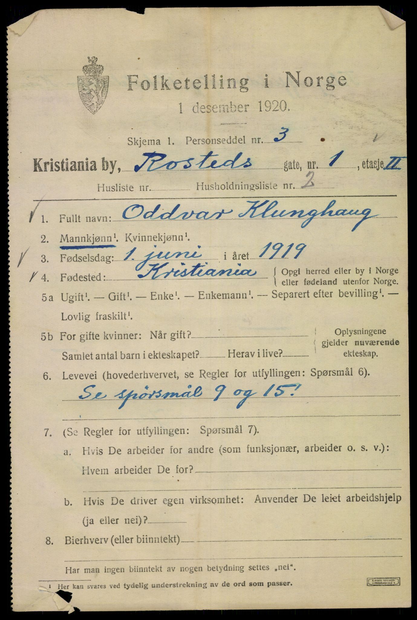 SAO, 1920 census for Kristiania, 1920, p. 467521