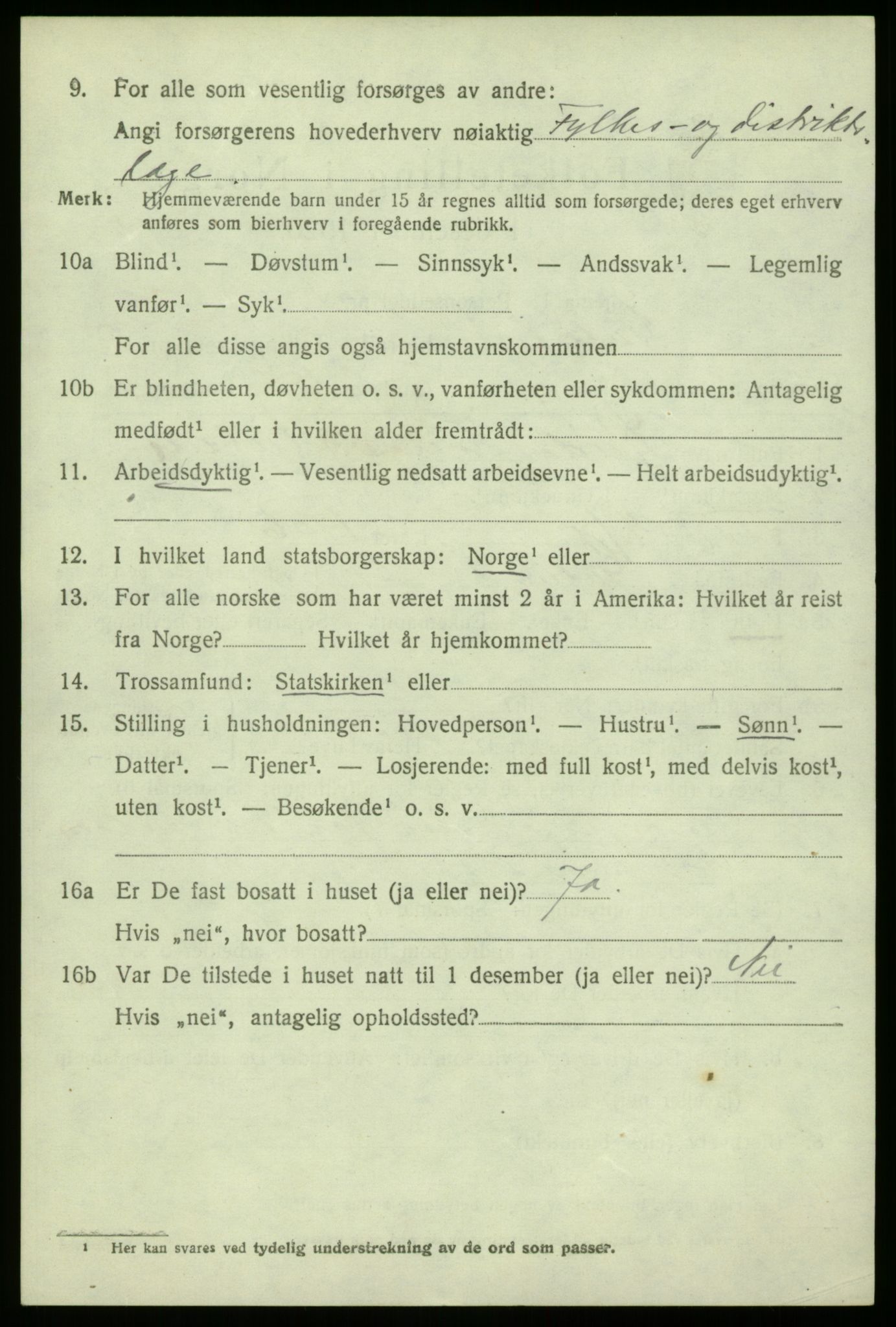 SAB, 1920 census for Gulen, 1920, p. 2108