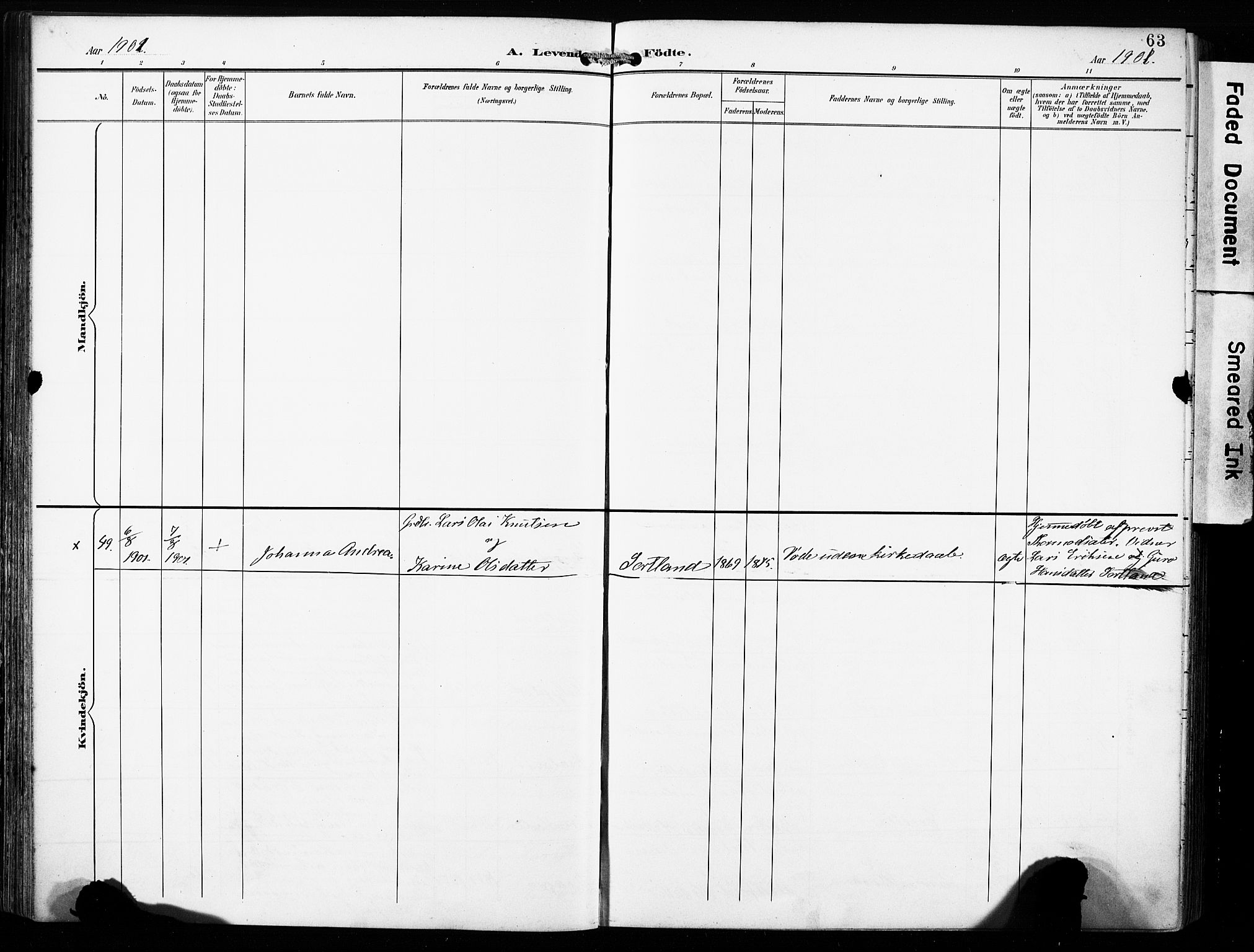 Finnås sokneprestembete, AV/SAB-A-99925/H/Ha/Haa/Haac/L0002: Parish register (official) no. C 2, 1895-1904, p. 63