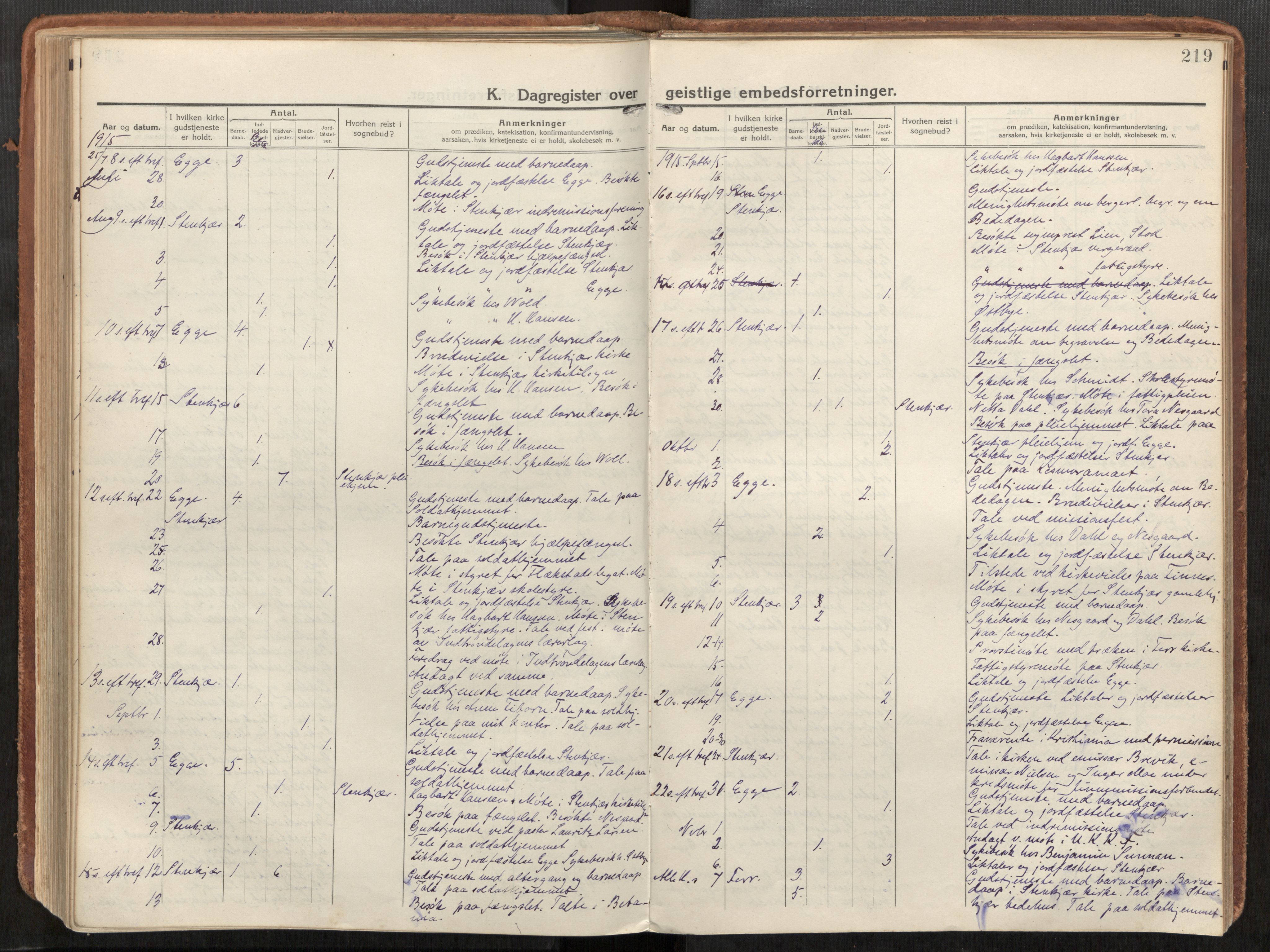 Steinkjer sokneprestkontor, AV/SAT-A-1541/01/H/Ha/Haa/L0003: Parish register (official) no. 3, 1913-1922, p. 219