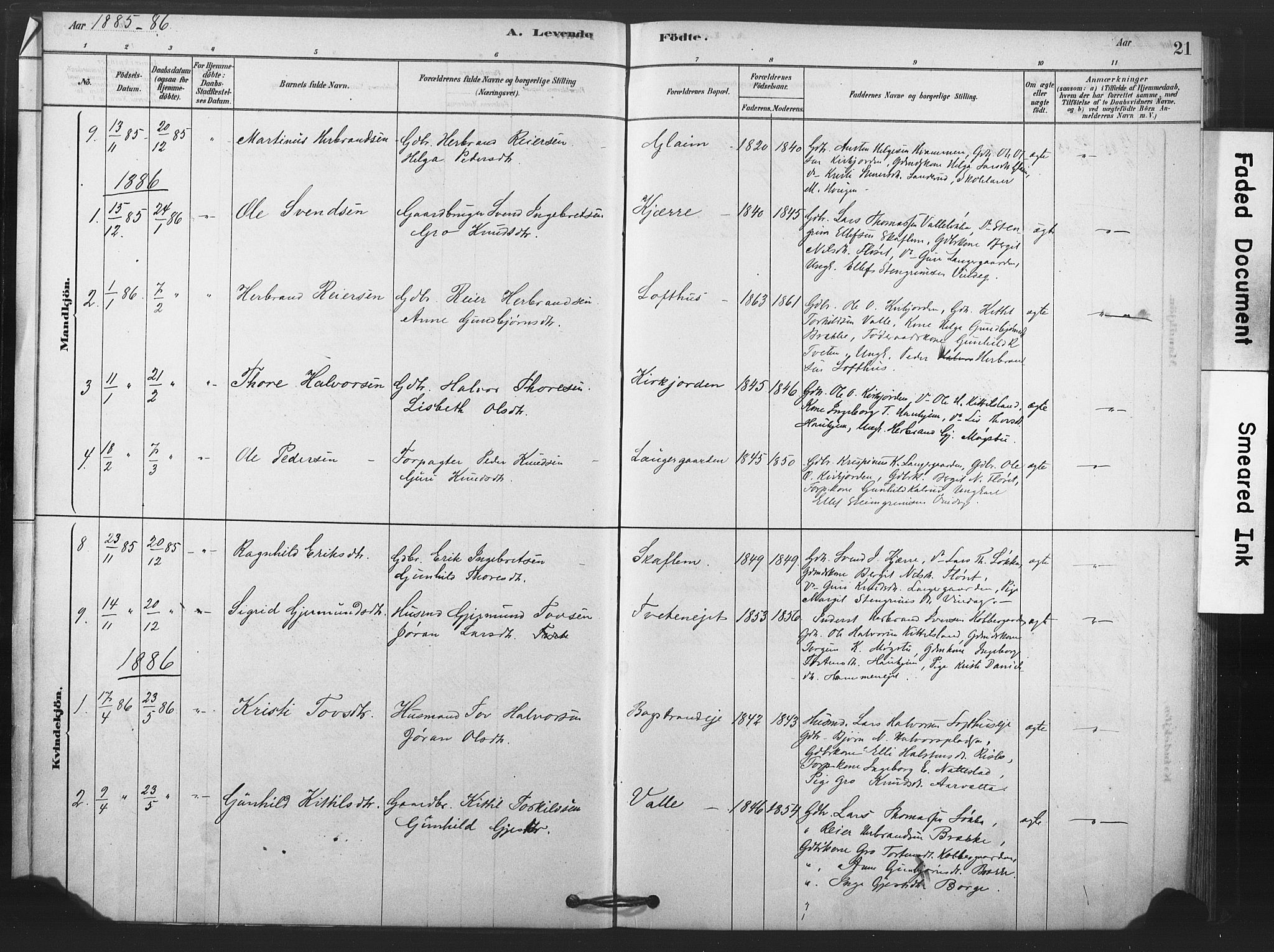 Rollag kirkebøker, SAKO/A-240/F/Fb/L0001: Parish register (official) no. II 1, 1878-1899, p. 21