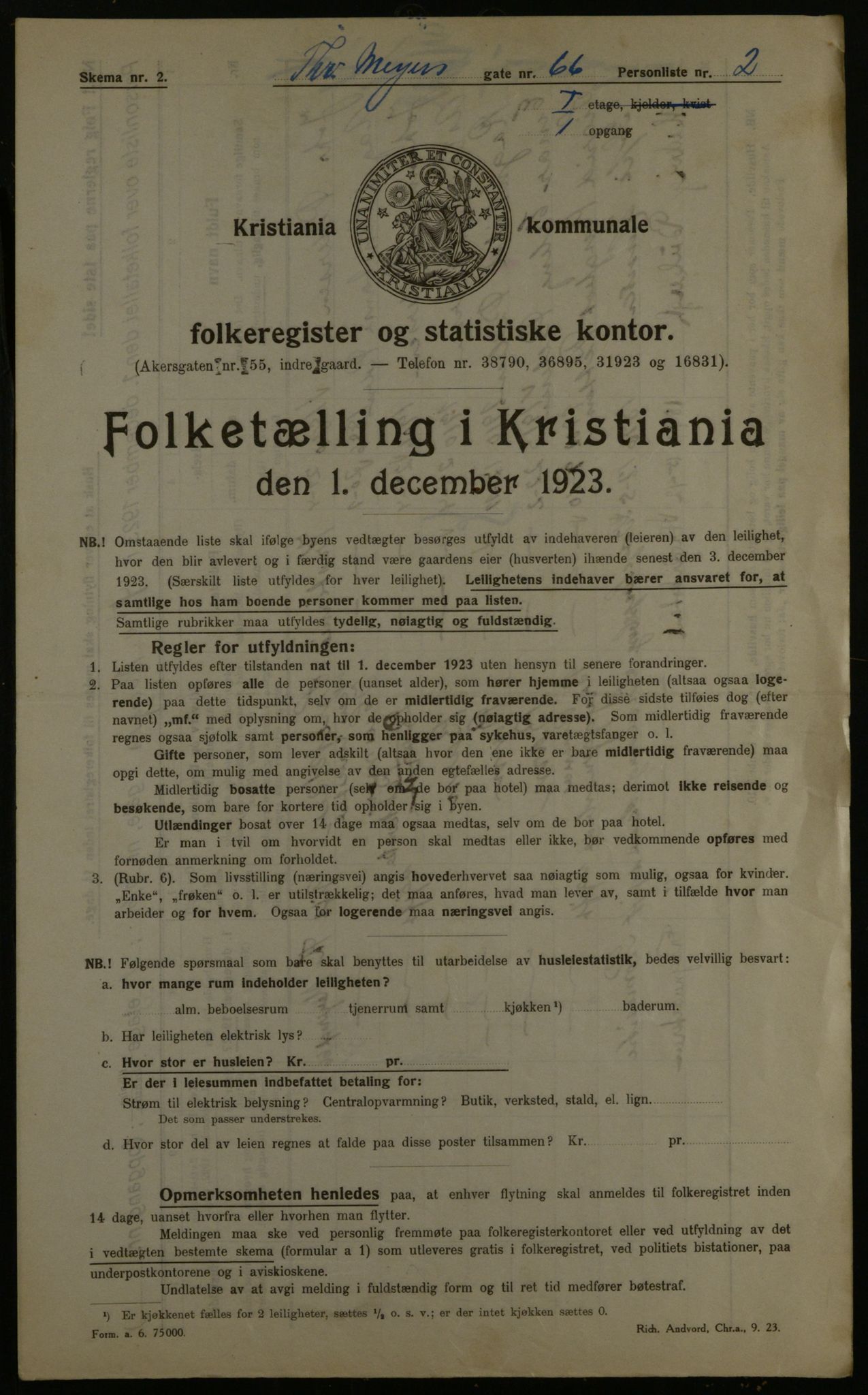 OBA, Municipal Census 1923 for Kristiania, 1923, p. 122404