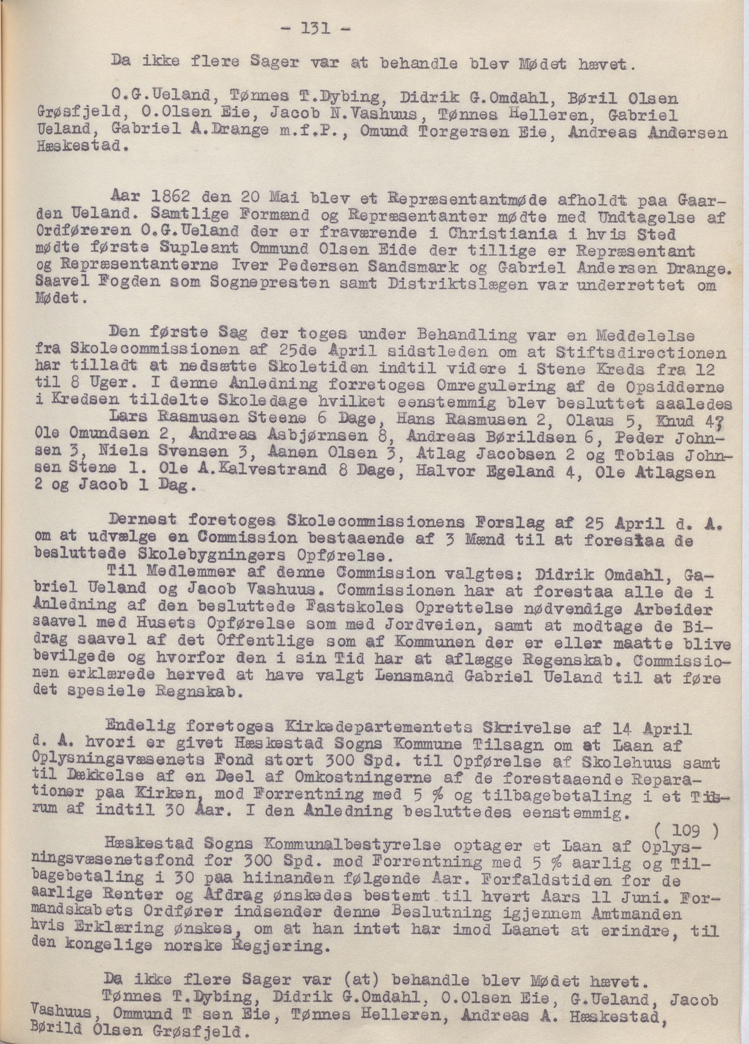 Heskestad kommune - Formannskapet, IKAR/K-101732/A/L0002: Møtebok (Særutskrift), 1837-1886, p. 131